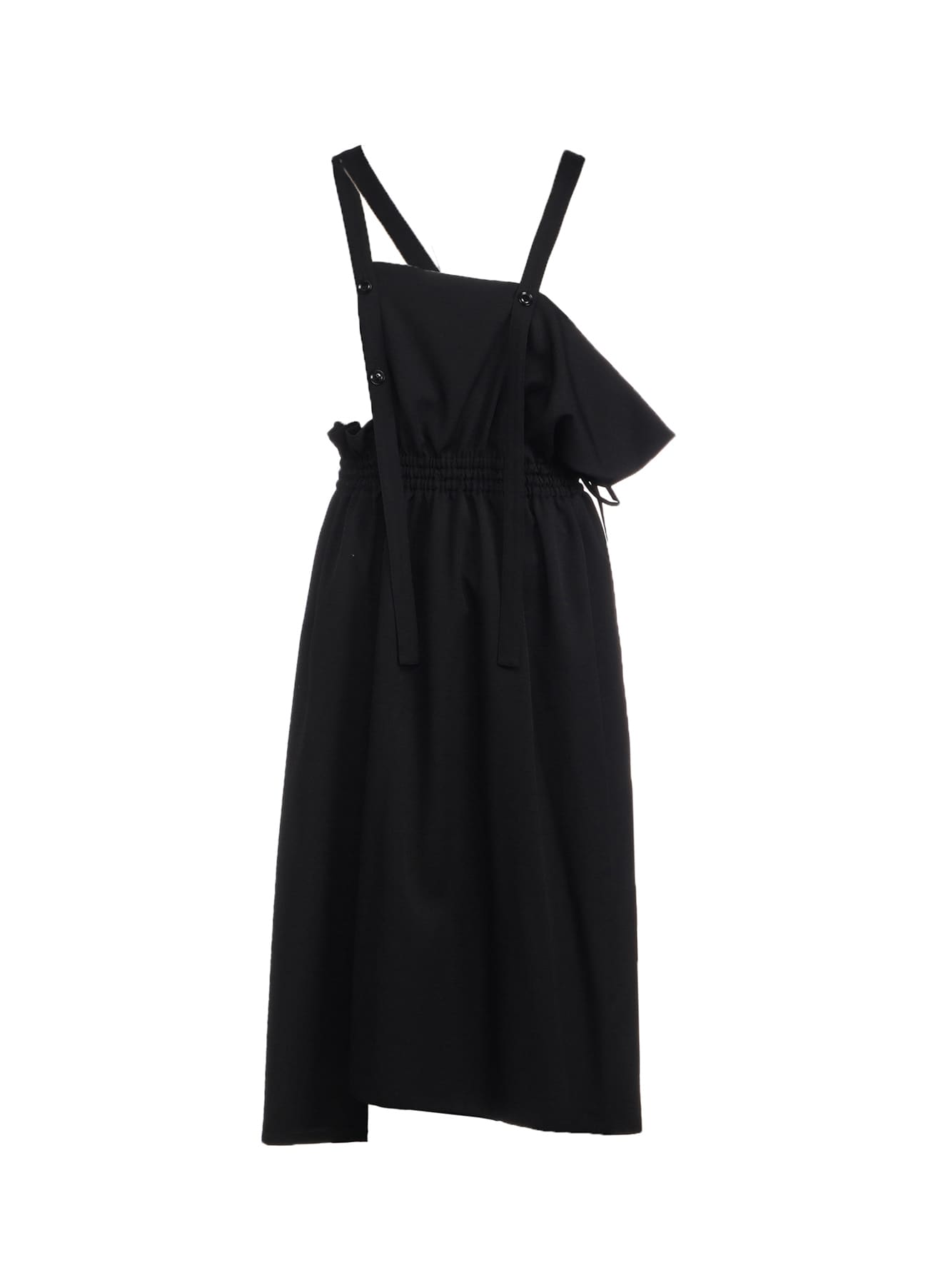 WOOL GABARDINE GATHERED DRESS WITH STRAPS