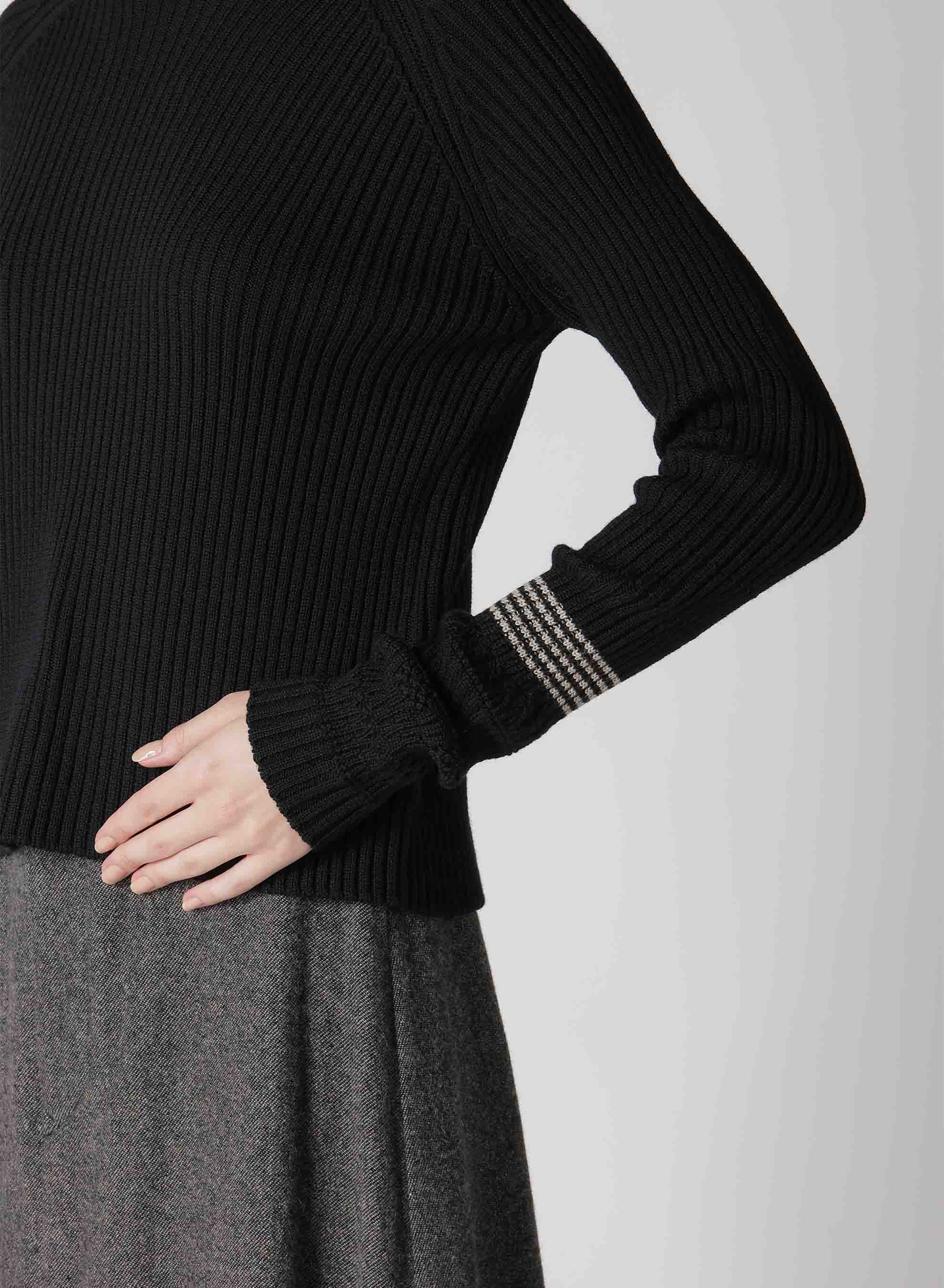 WOOL RIB TURTLE NECK PULLOVER