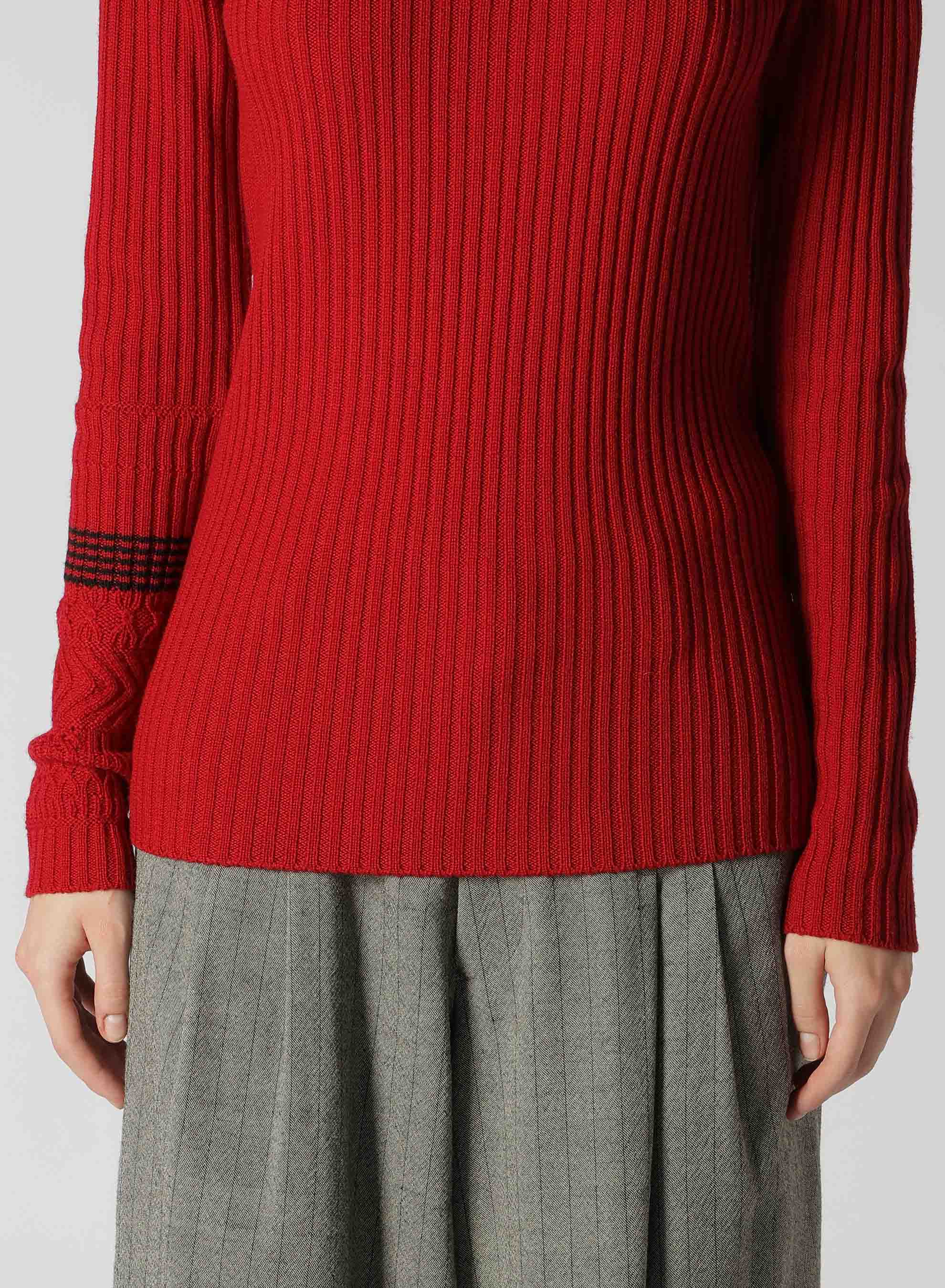 WOOL RIB HIGH NECK PULLOVER