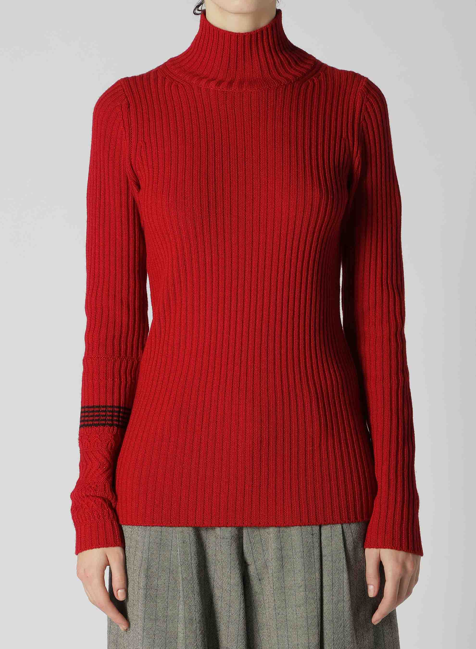 WOOL RIB HIGH NECK PULLOVER