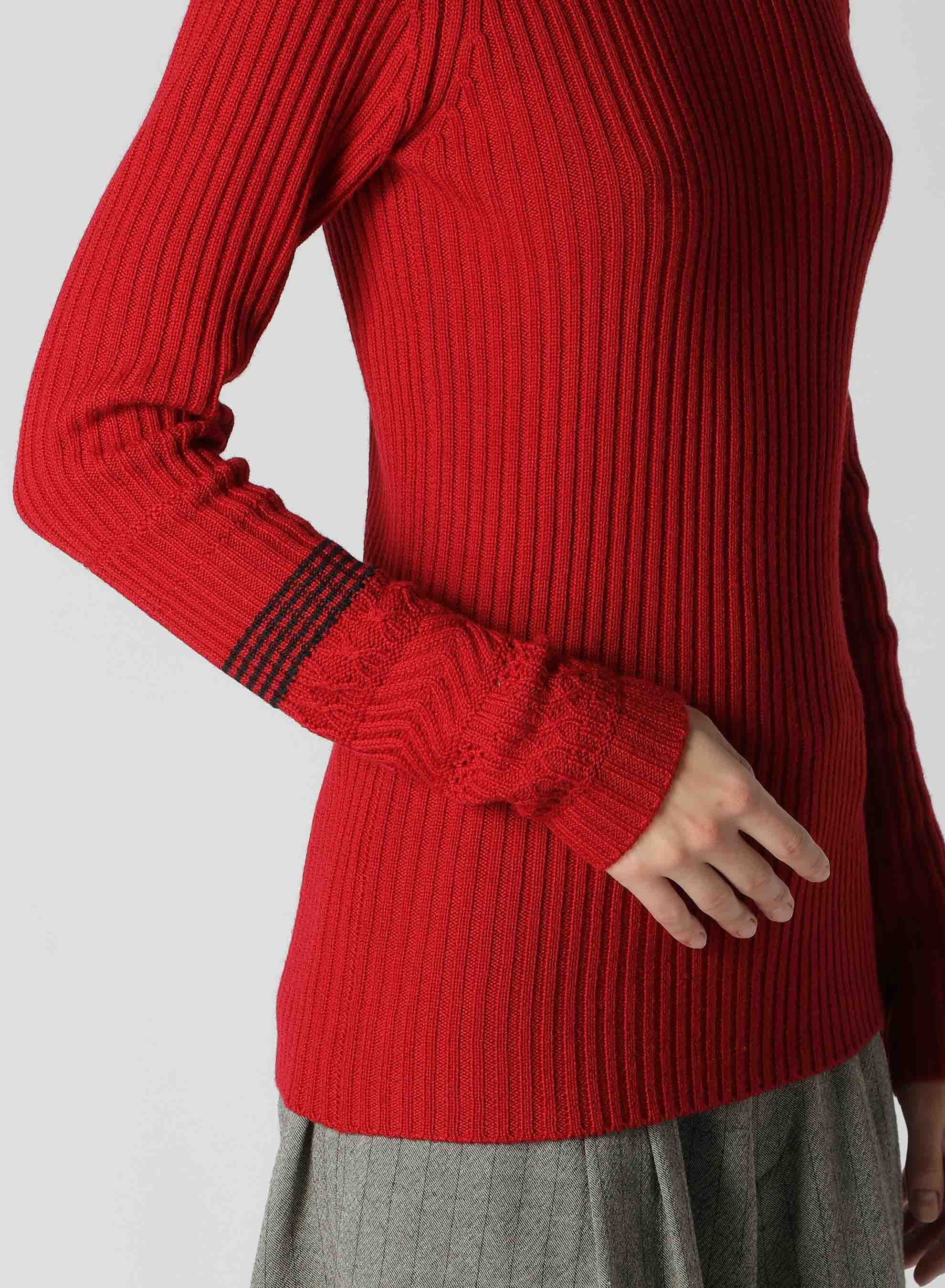 WOOL RIB HIGH NECK PULLOVER