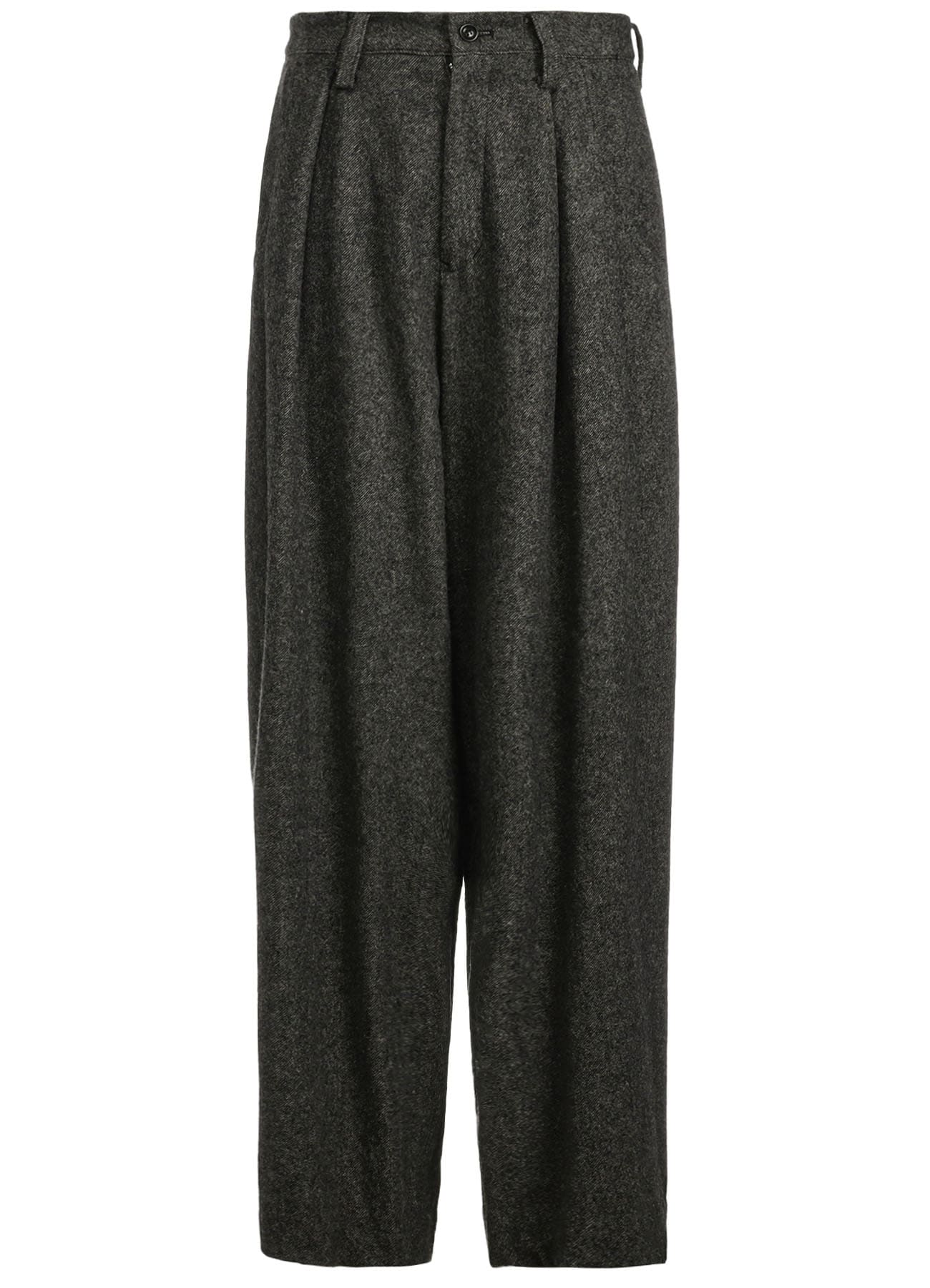 WOOL FLANNEL SINGLE TUCK WIDE PANTS