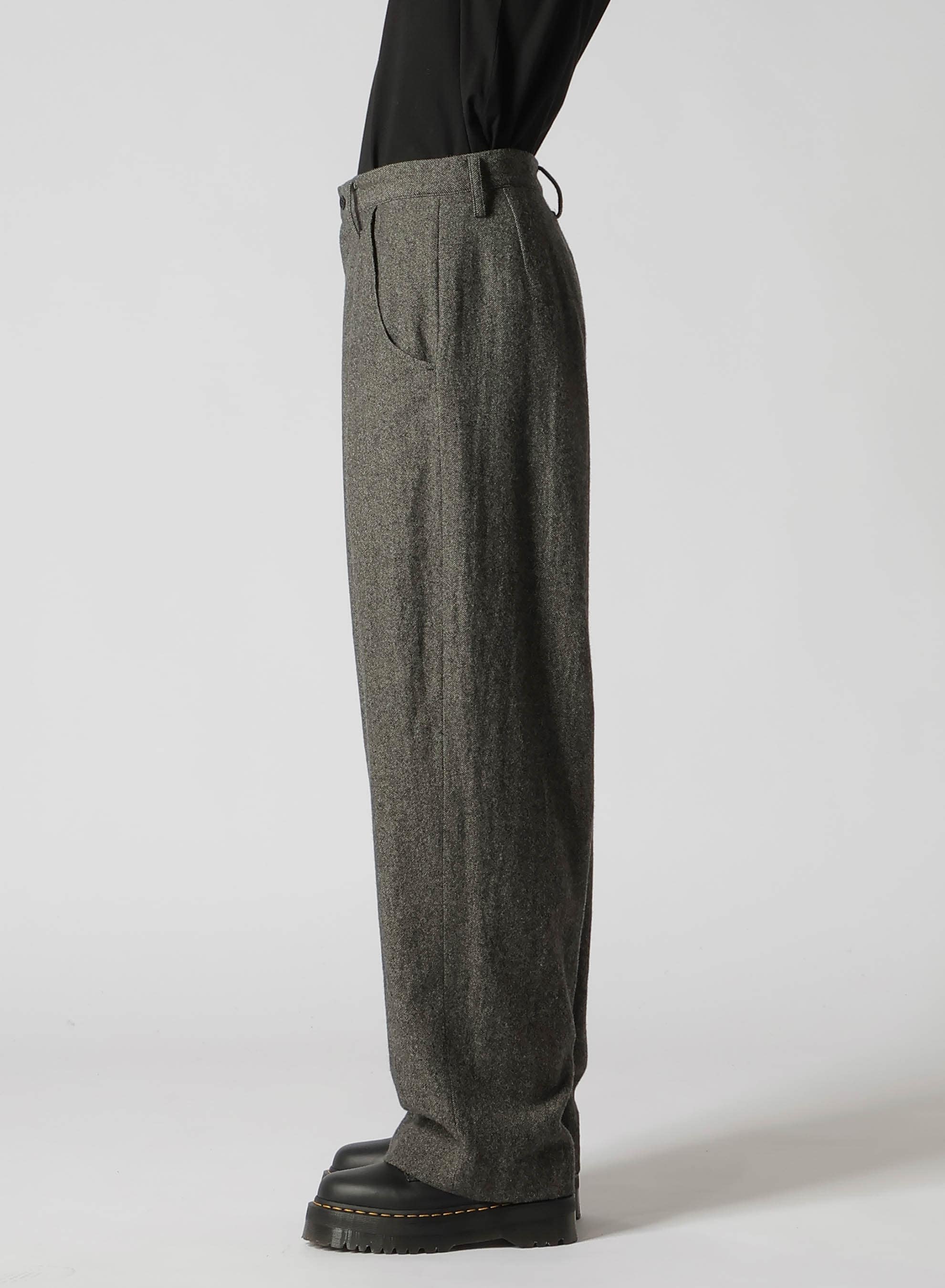 WOOL FLANNEL SINGLE TUCK WIDE PANTS