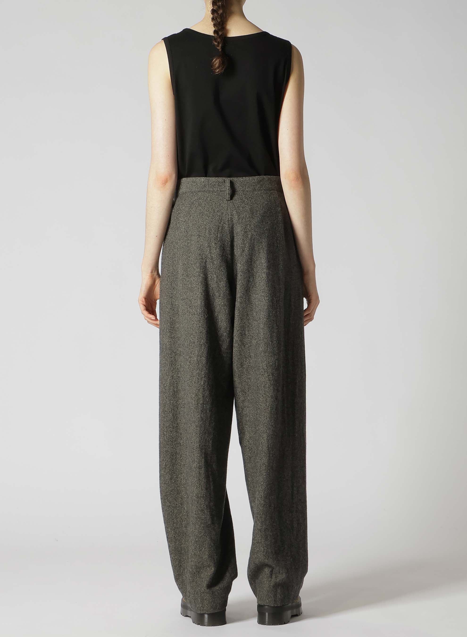 WOOL FLANNEL SINGLE TUCK WIDE PANTS