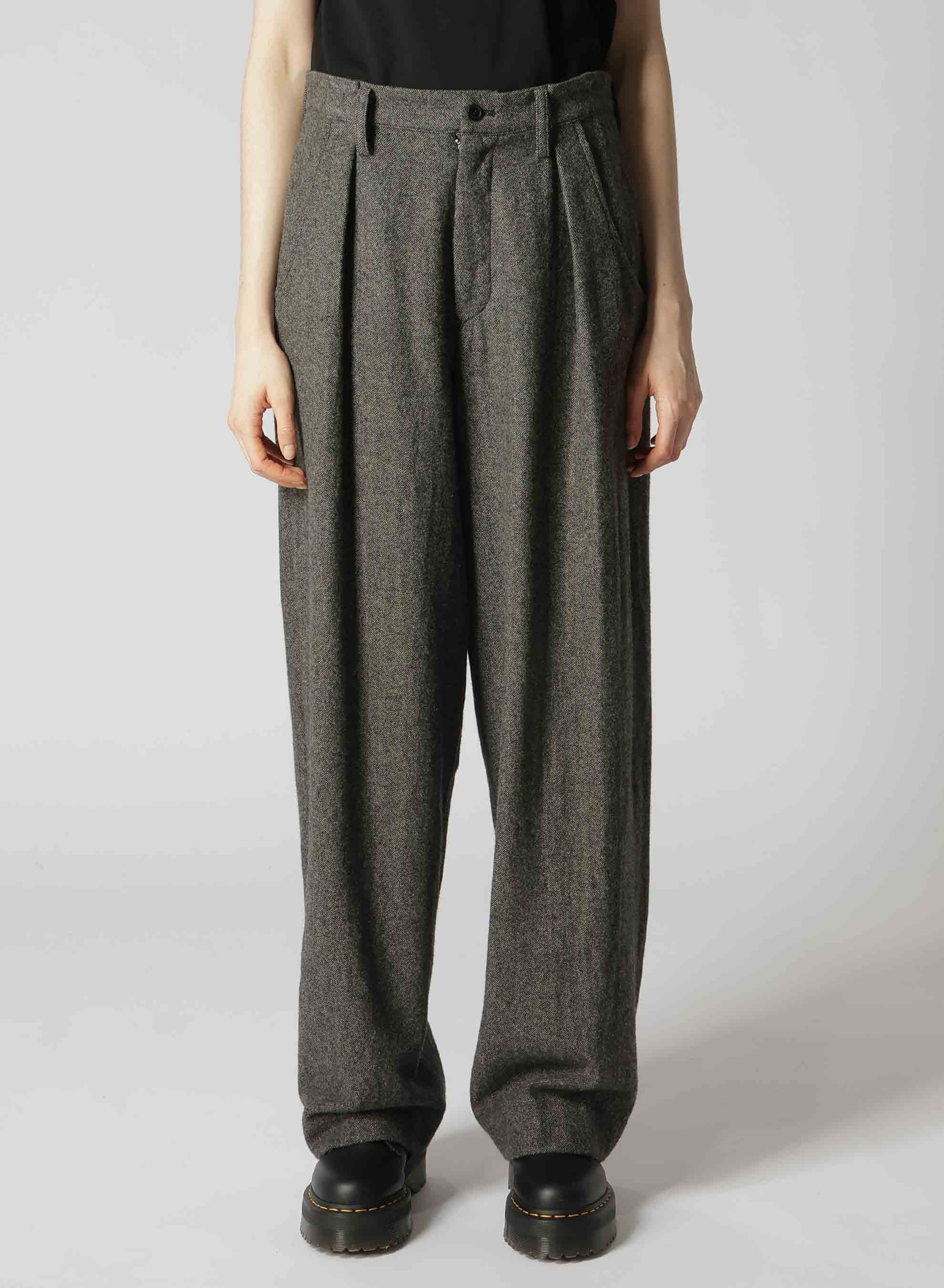 WOOL FLANNEL SINGLE TUCK WIDE PANTS