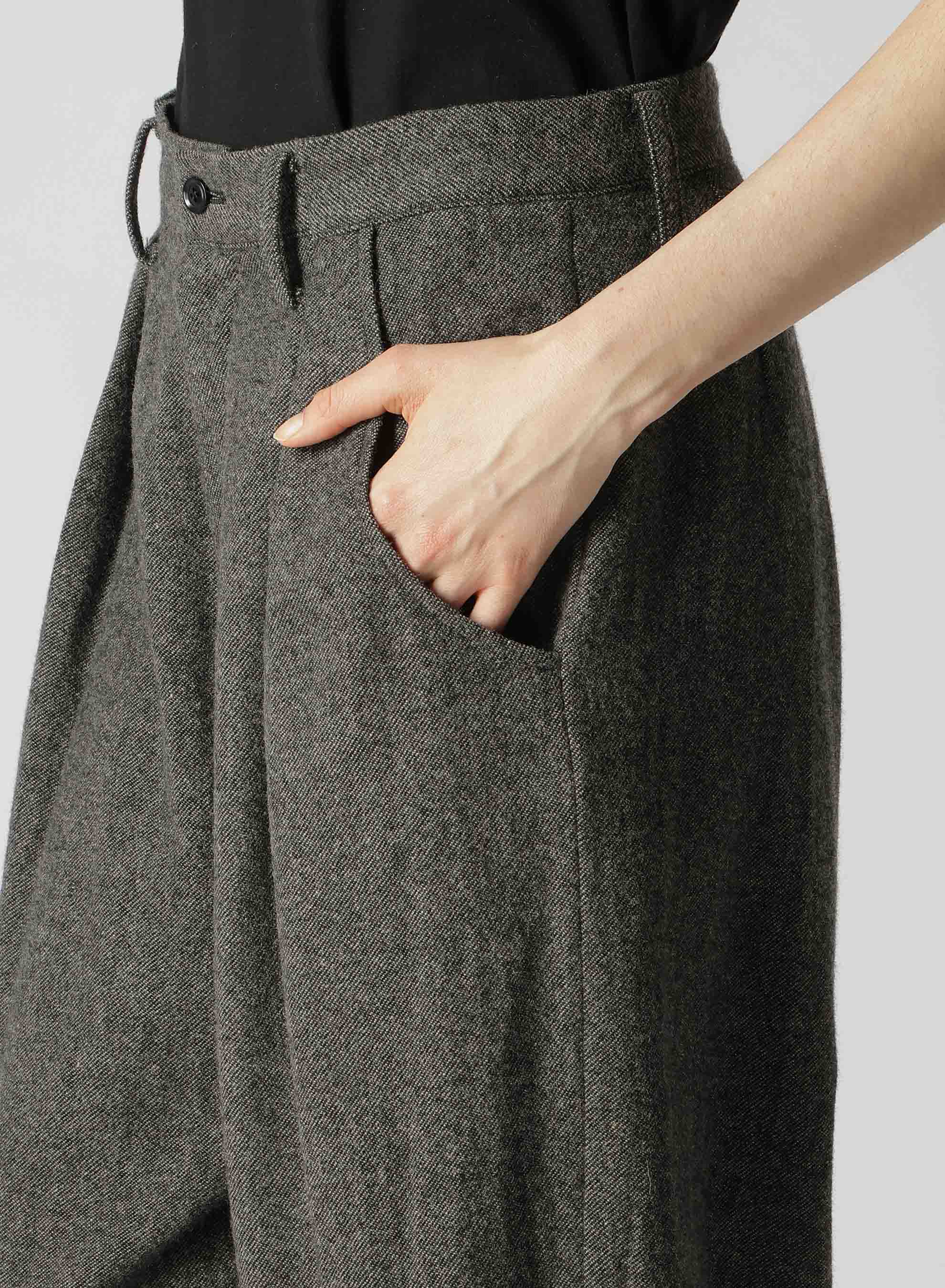 WOOL FLANNEL SINGLE TUCK WIDE PANTS