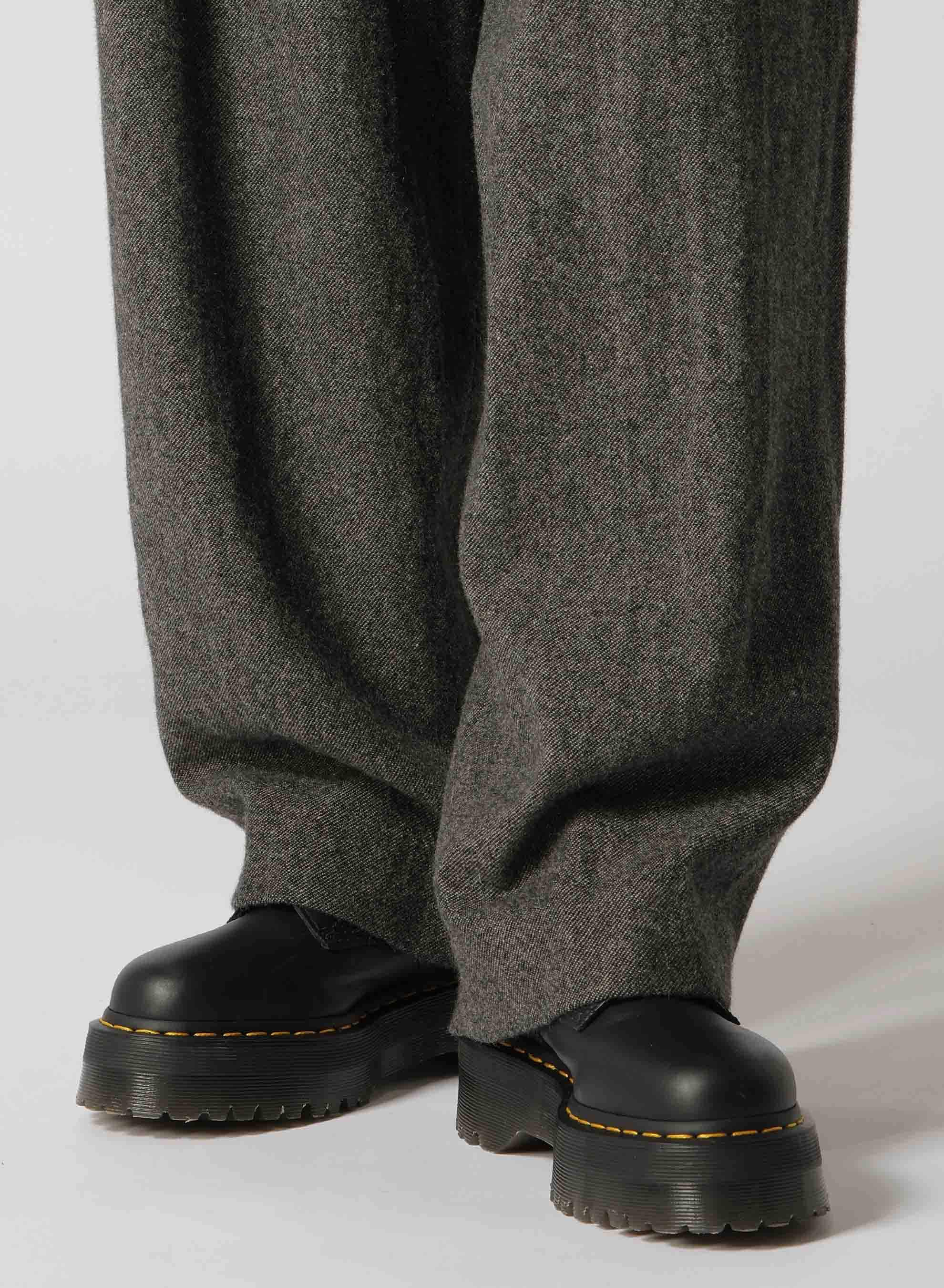 WOOL FLANNEL SINGLE TUCK WIDE PANTS