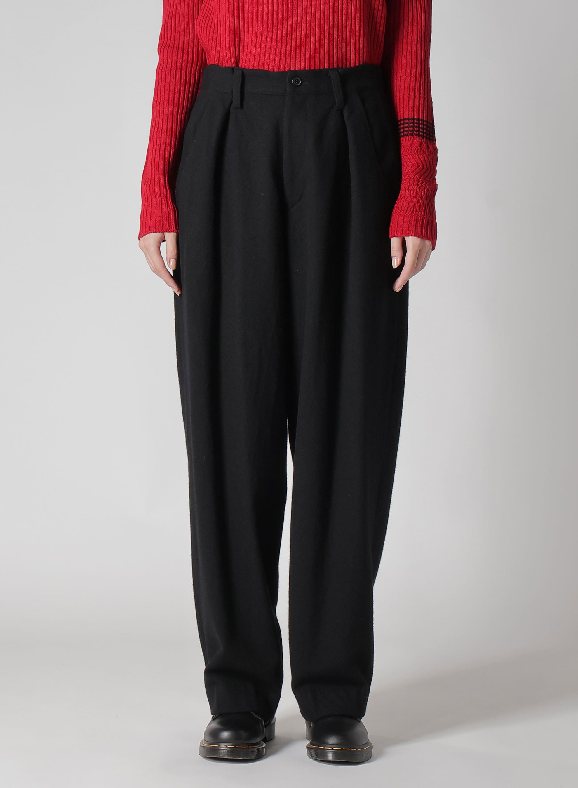 WOOL FLANNEL SINGLE TUCK WIDE PANTS