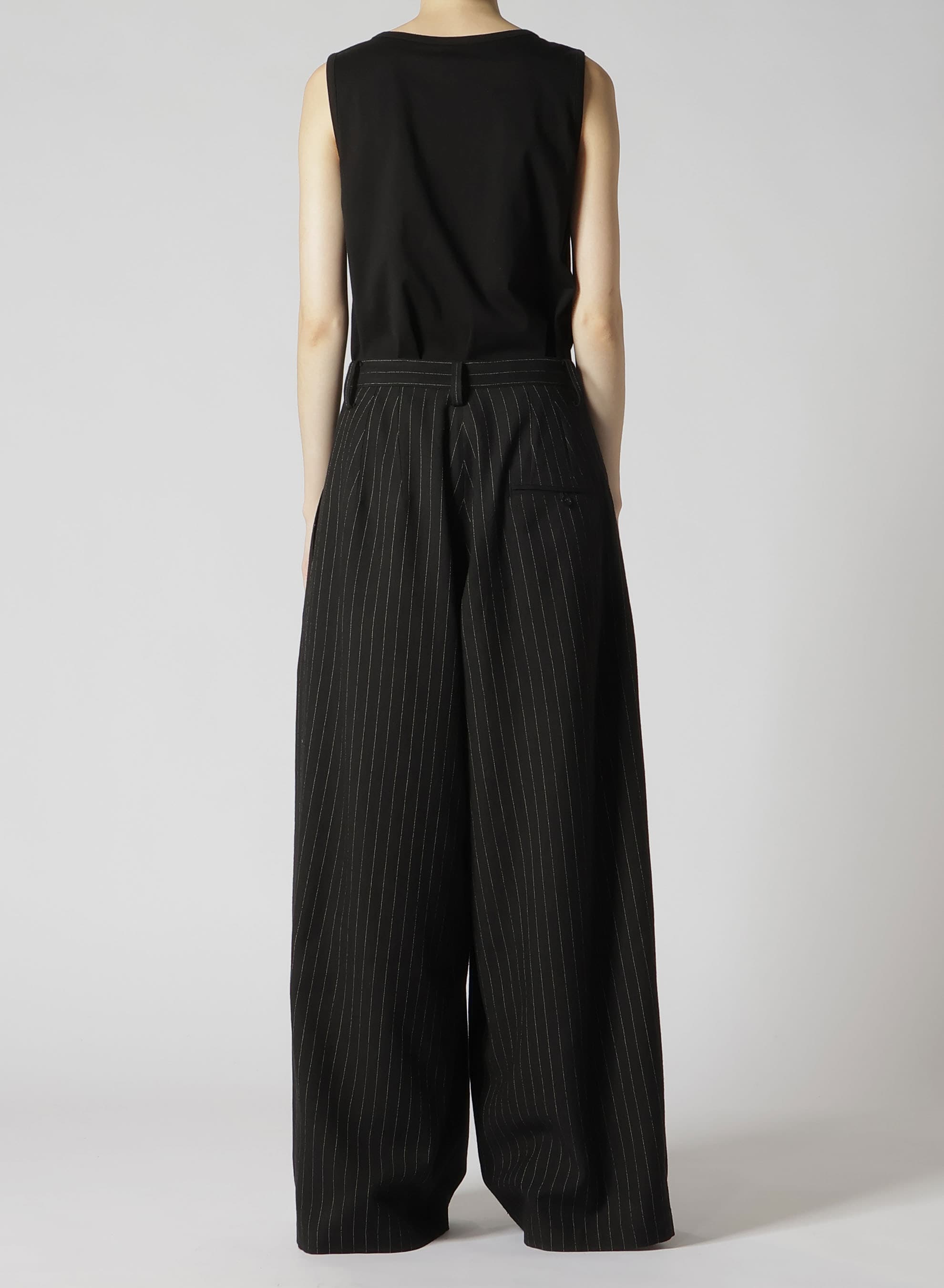 WOOL STRIPE DOUBLE TUCK WIDE PANTS