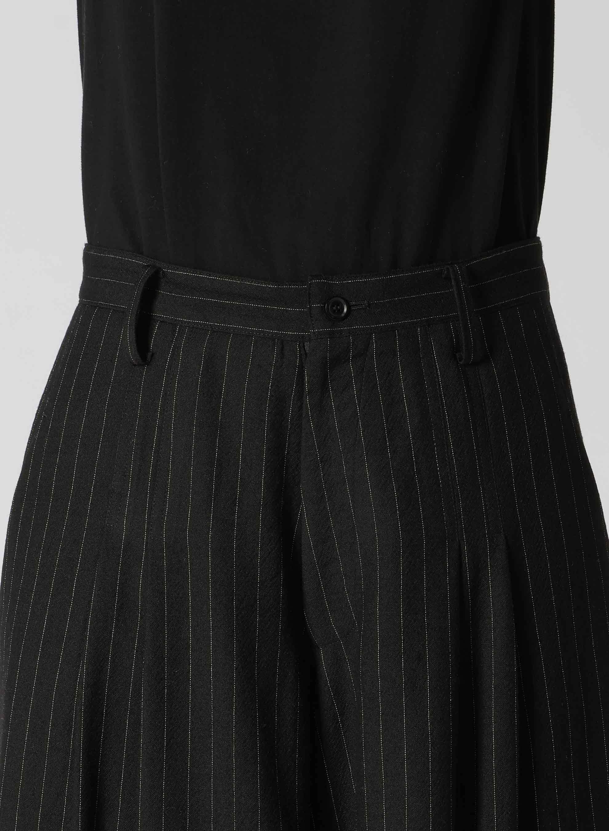 WOOL STRIPE DOUBLE TUCK WIDE PANTS