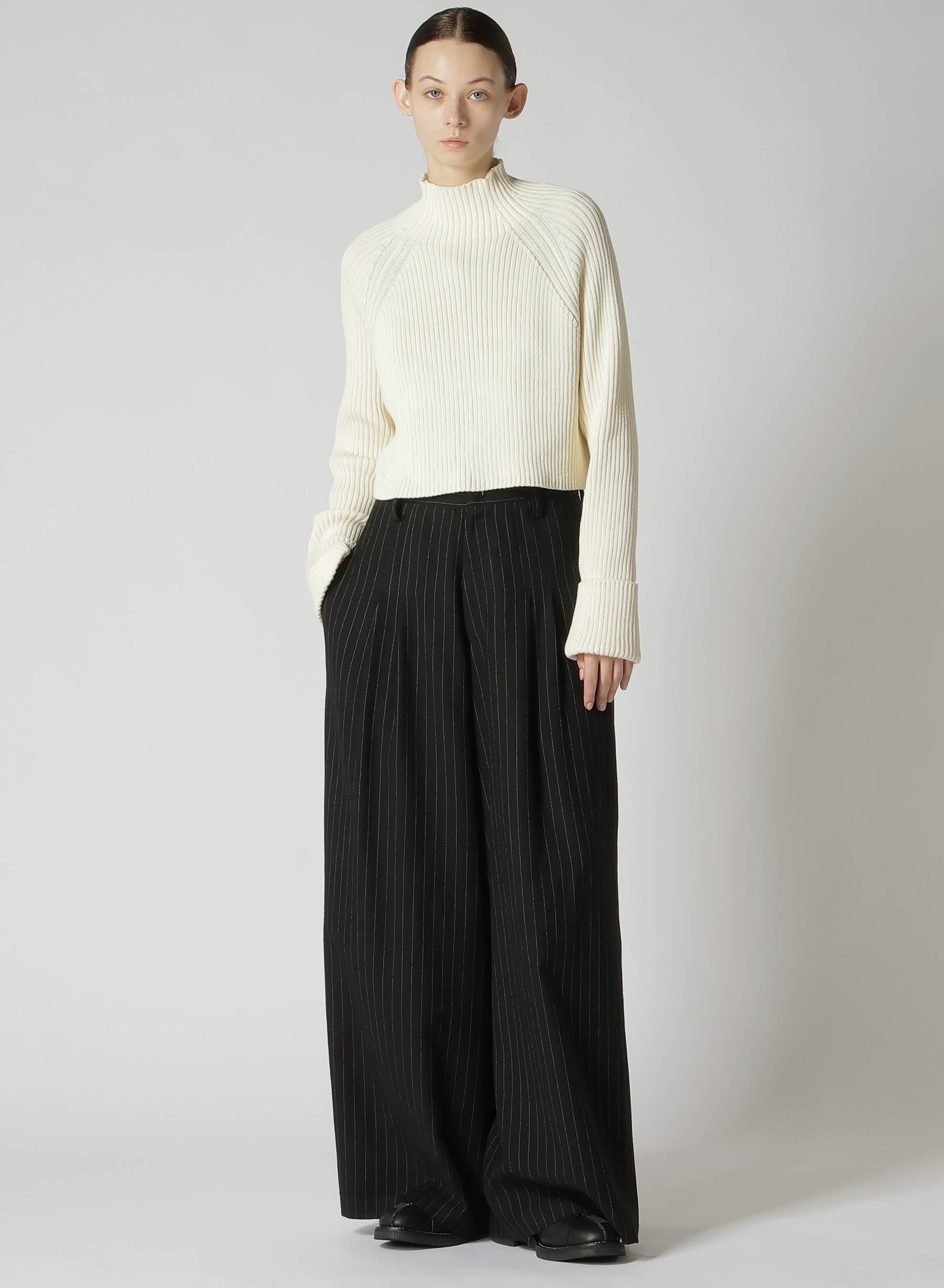 【9/20 12:00 Release】WOOL STRIPE DOUBLE TUCK WIDE PANTS