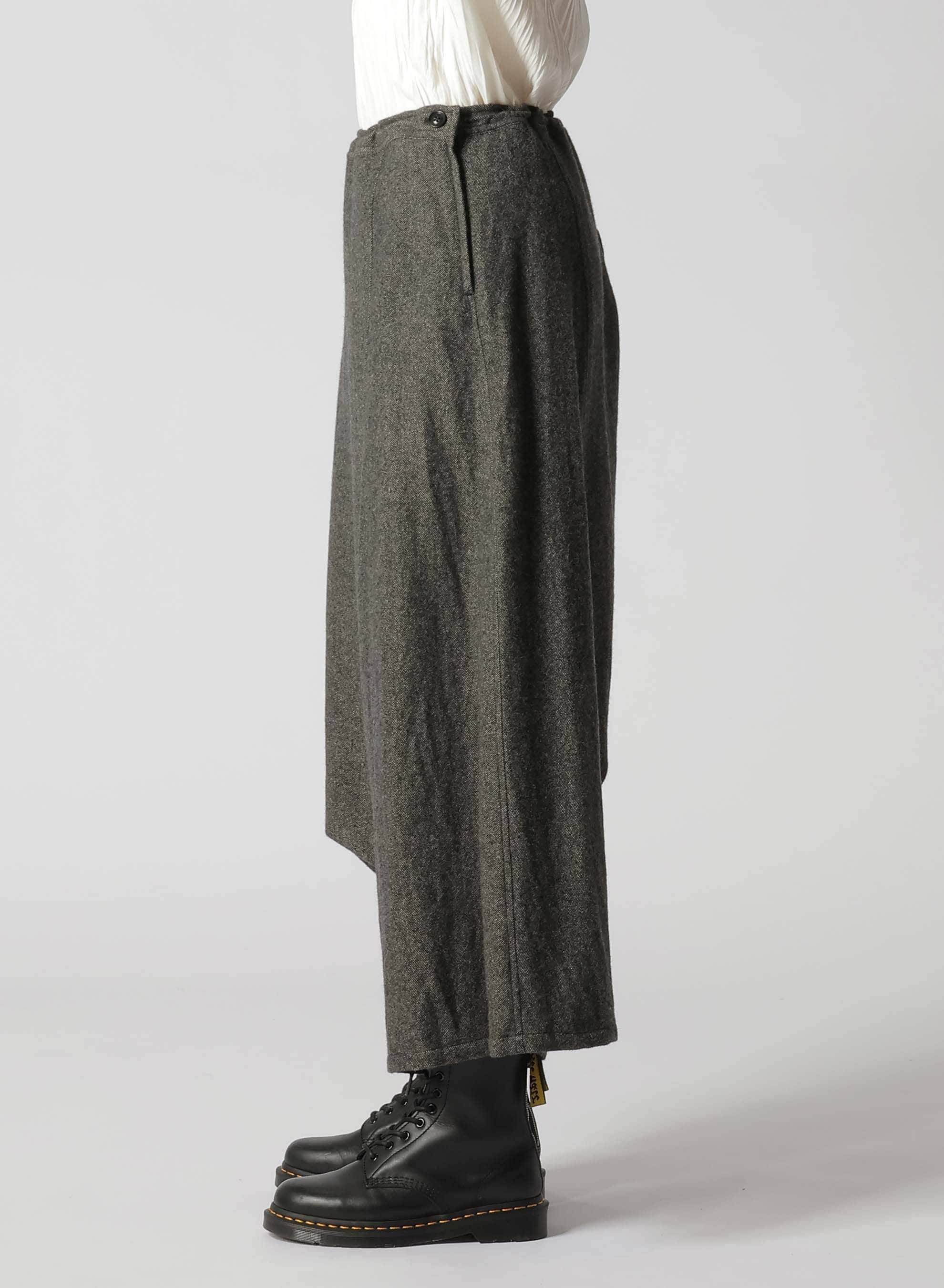 WOOL FLANNEL STRING WAIST ASSYMETRIC PANTS