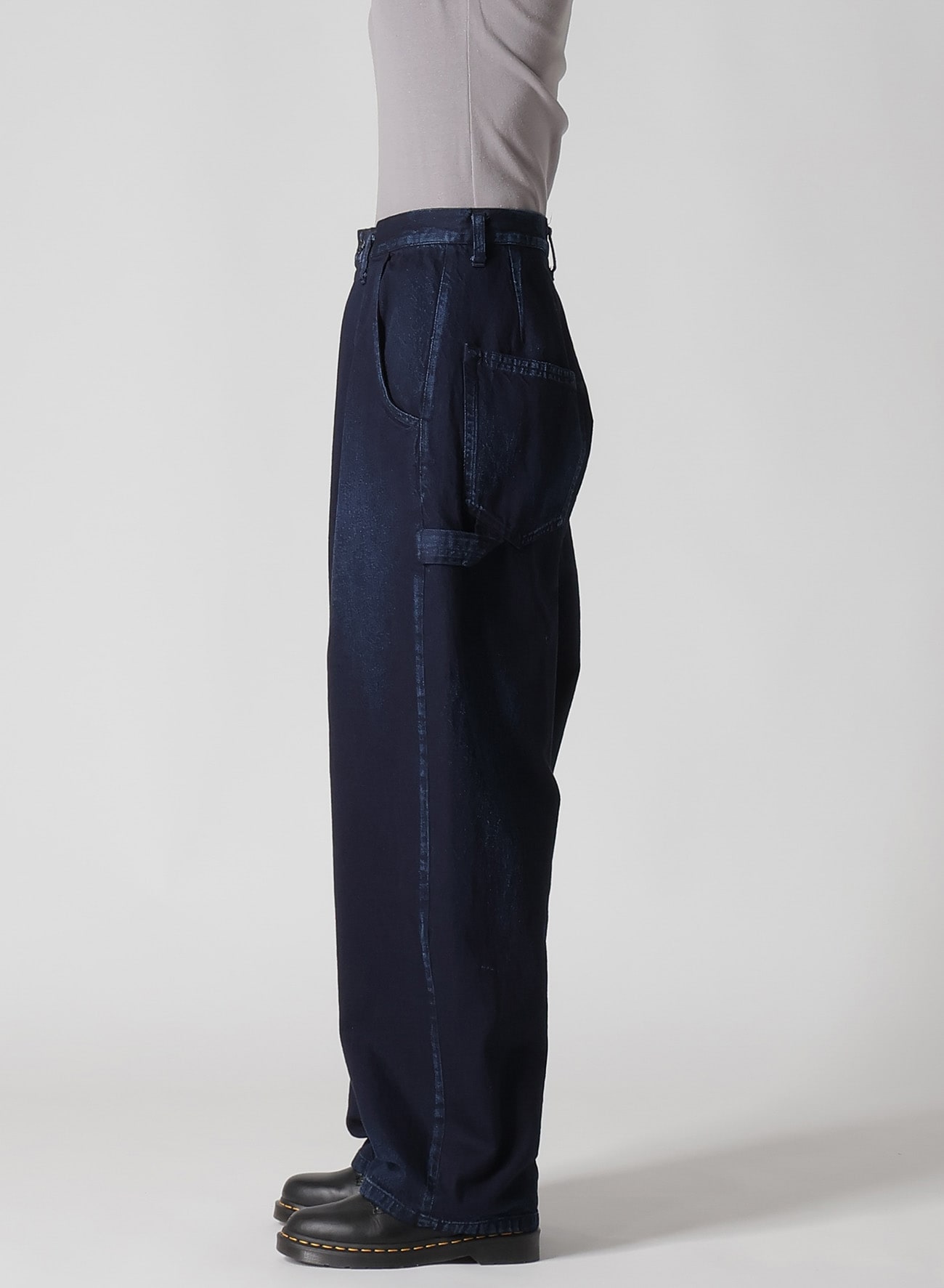 10OZ DENIM SINGLE-PLEATED WIDE LEG PANTS