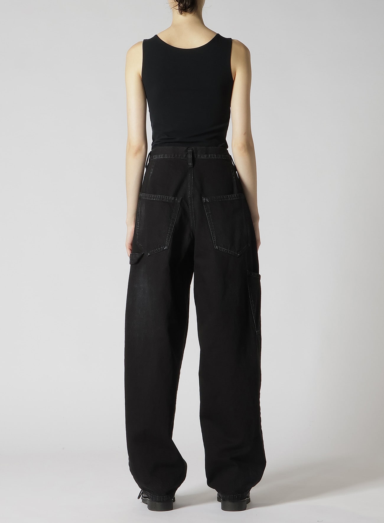 10OZ DENIM SINGLE-PLEATED WIDE LEG PANTS