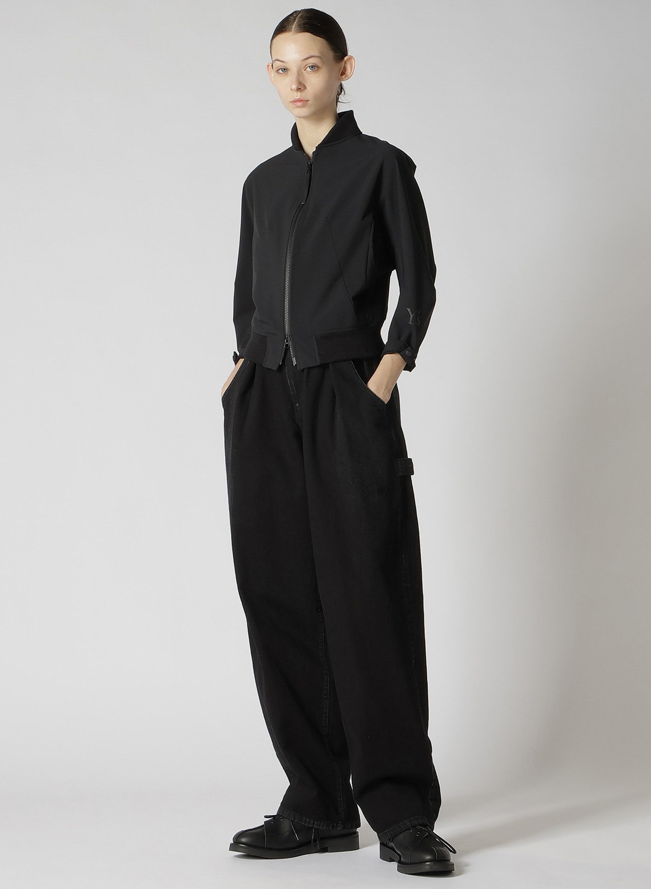 10OZ DENIM SINGLE-PLEATED WIDE LEG PANTS