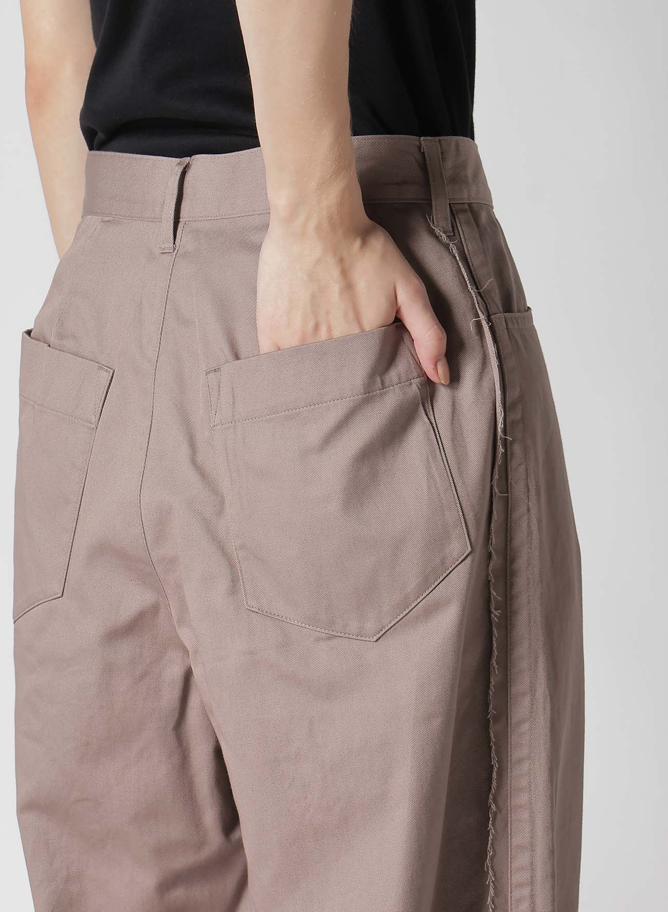 Y's BORN PRODUCT] COTTON TWILL CUT LINE KNEE PANTS(XS Mocha): Y's｜THE SHOP  YOHJI YAMAMOTO