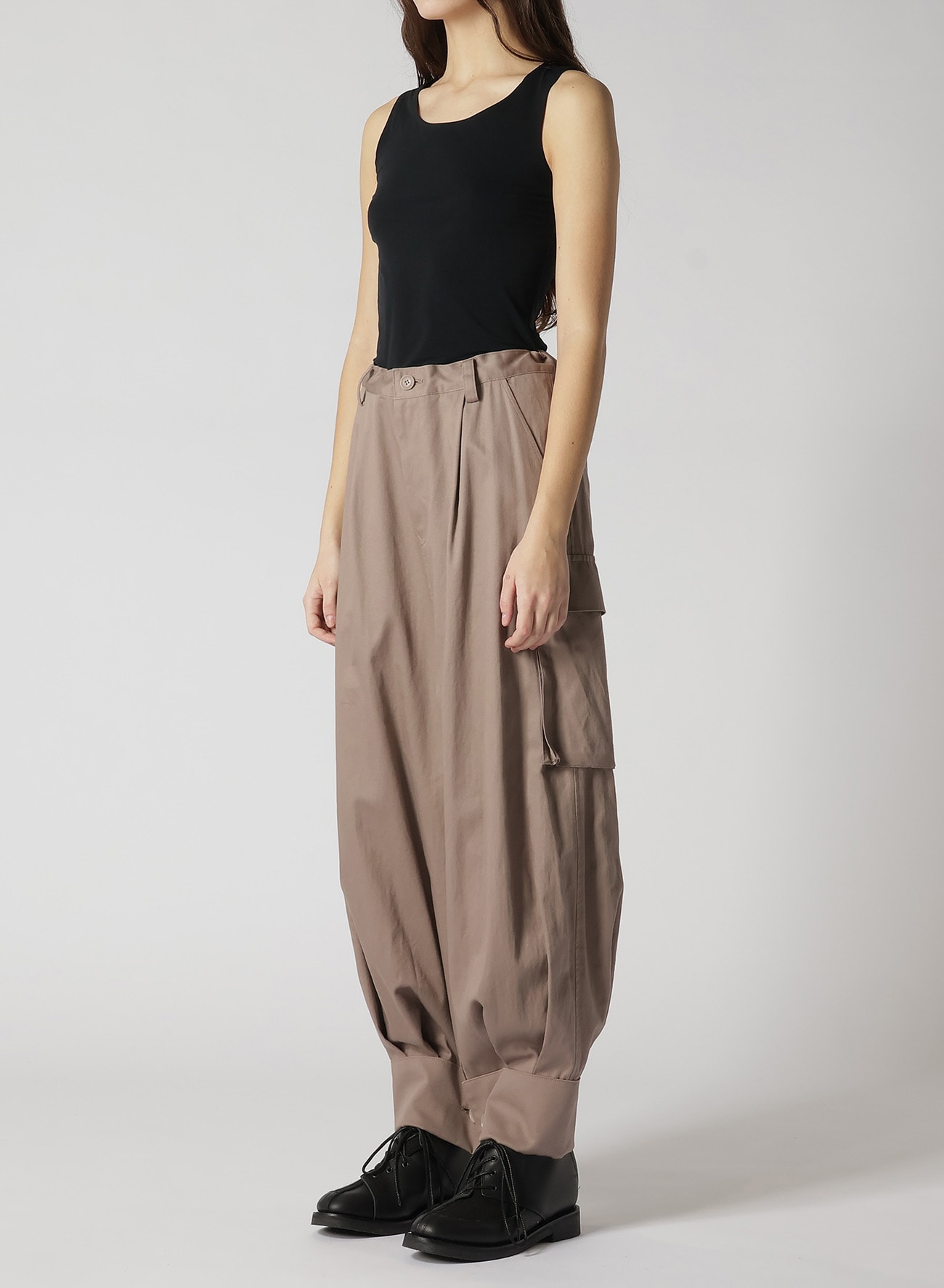 [Y's BORN PRODUCT] COTTON TWILL CUFFED HEM CARGO PANTS