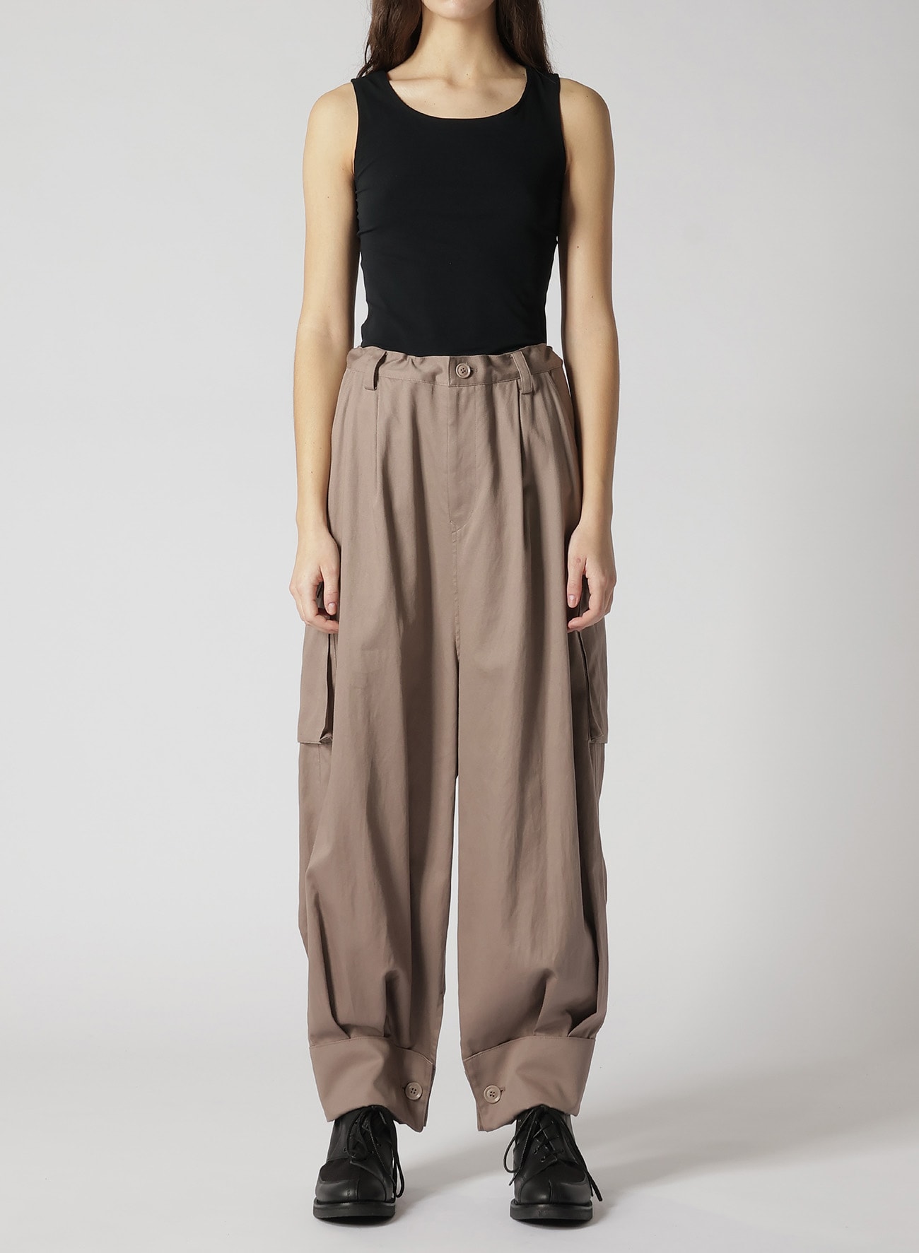 [Y's BORN PRODUCT] COTTON TWILL CUFFED HEM CARGO PANTS