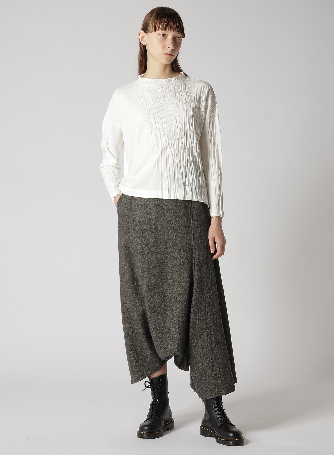 COTTON JERSEY WRINKLE PROCESS CROPPED T