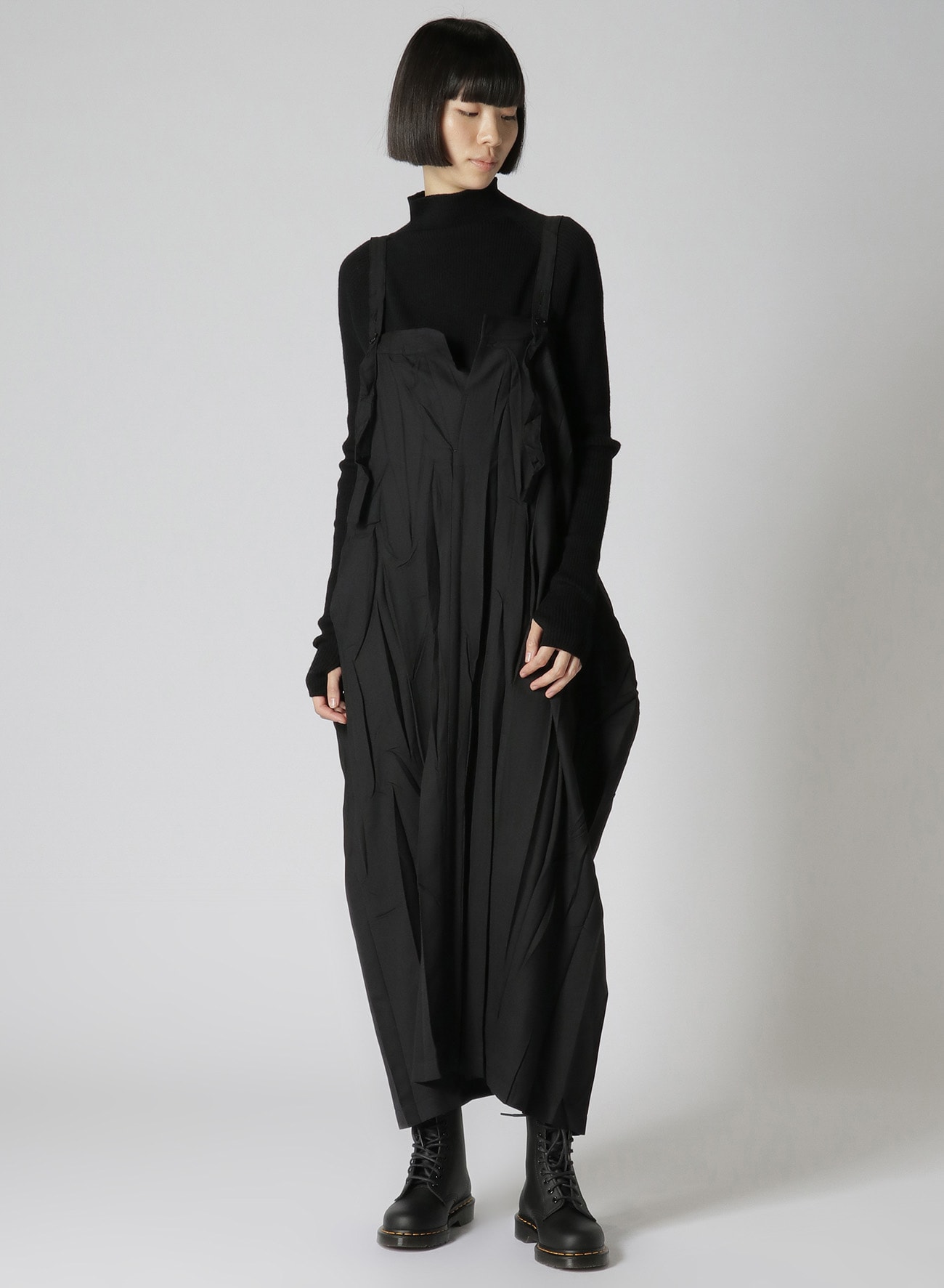 Pe/W WRINKLED STRAP DRESS(XS Black): Vintage 1.1｜THE SHOP YOHJI 