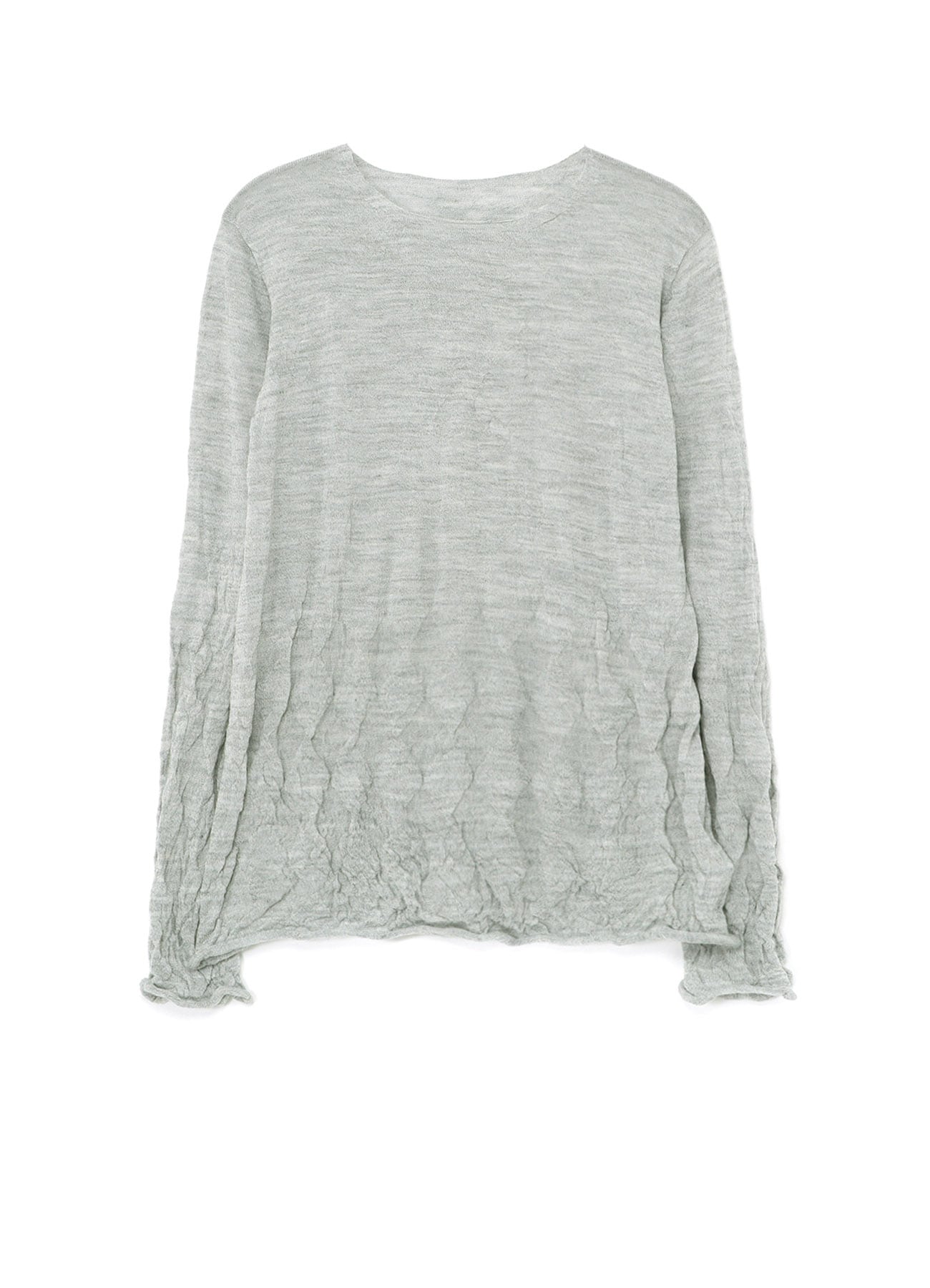 WOOL WRINKLE ROUND NECK LONG SLEEVE T-SHIRT(S Grey): Y's｜THE SHOP 