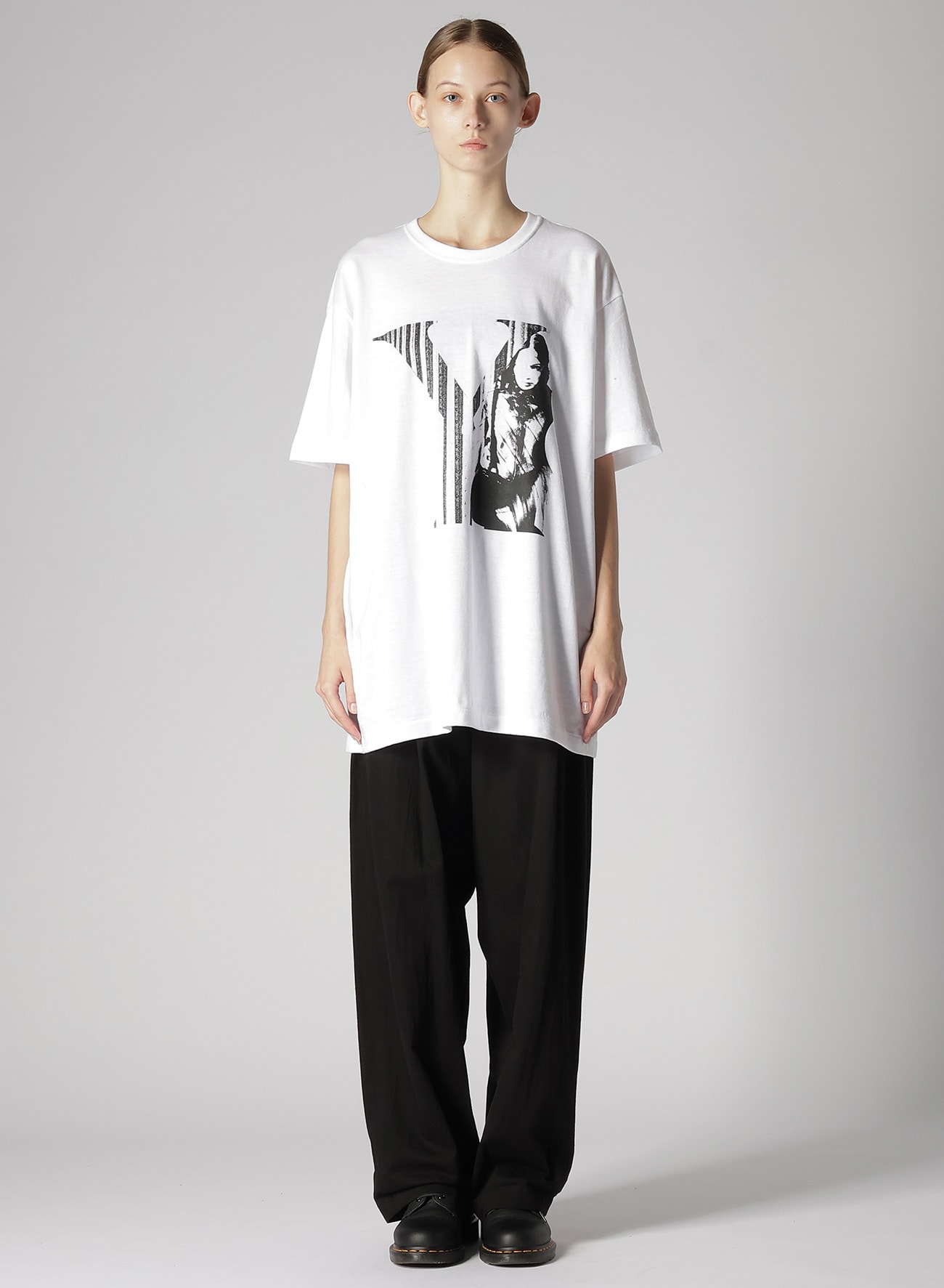 Y's x MAX VADUKUL]PICTURE PIGMENT SHORT SLEEVE T-SHIRTS(S White 