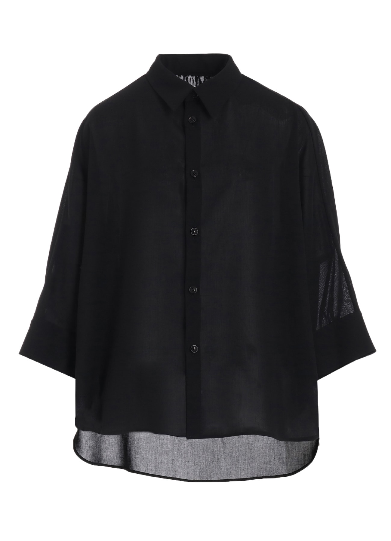80 MODAL LOAN BACK PANELED SLIT BLOUSE(S Black): Yohji