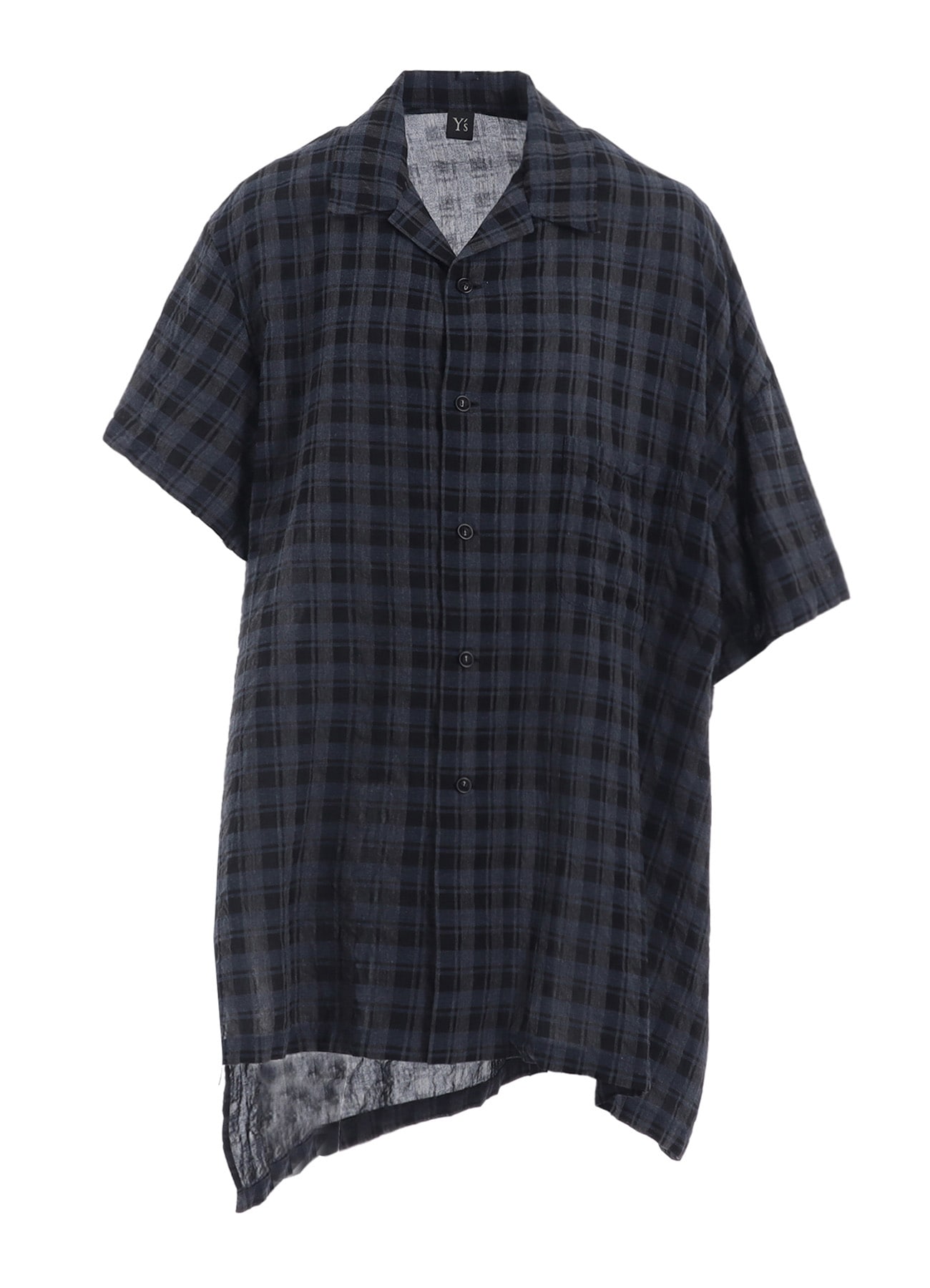 COTTON CUPRO MINI PLAID ASYMMETRIC SHIRT