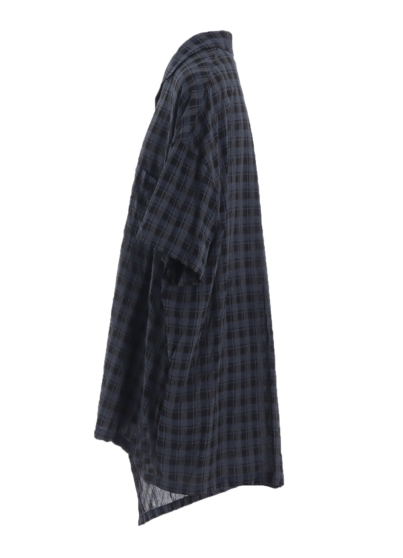 COTTON CUPRO MINI PLAID ASYMMETRIC SHIRT