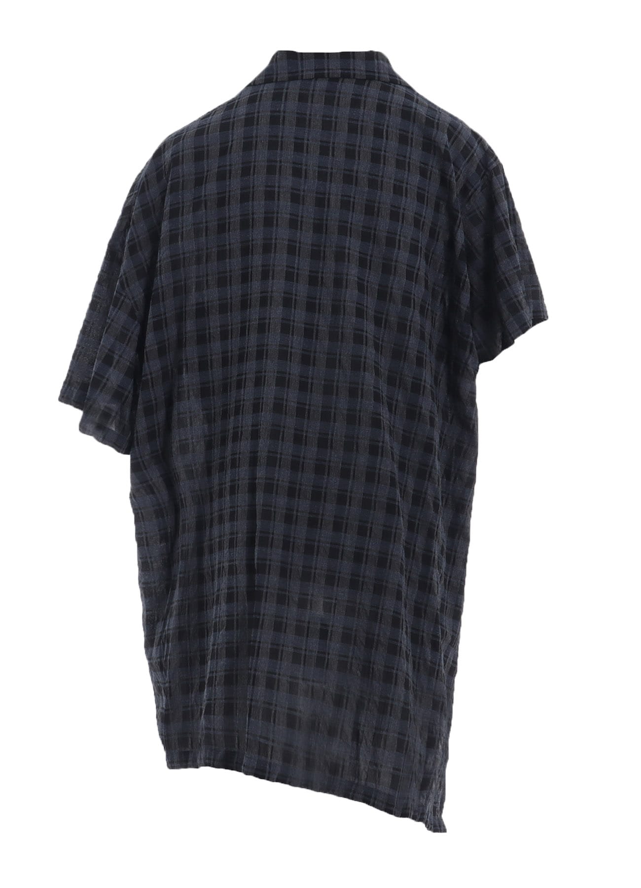 COTTON CUPRO MINI PLAID ASYMMETRIC SHIRT