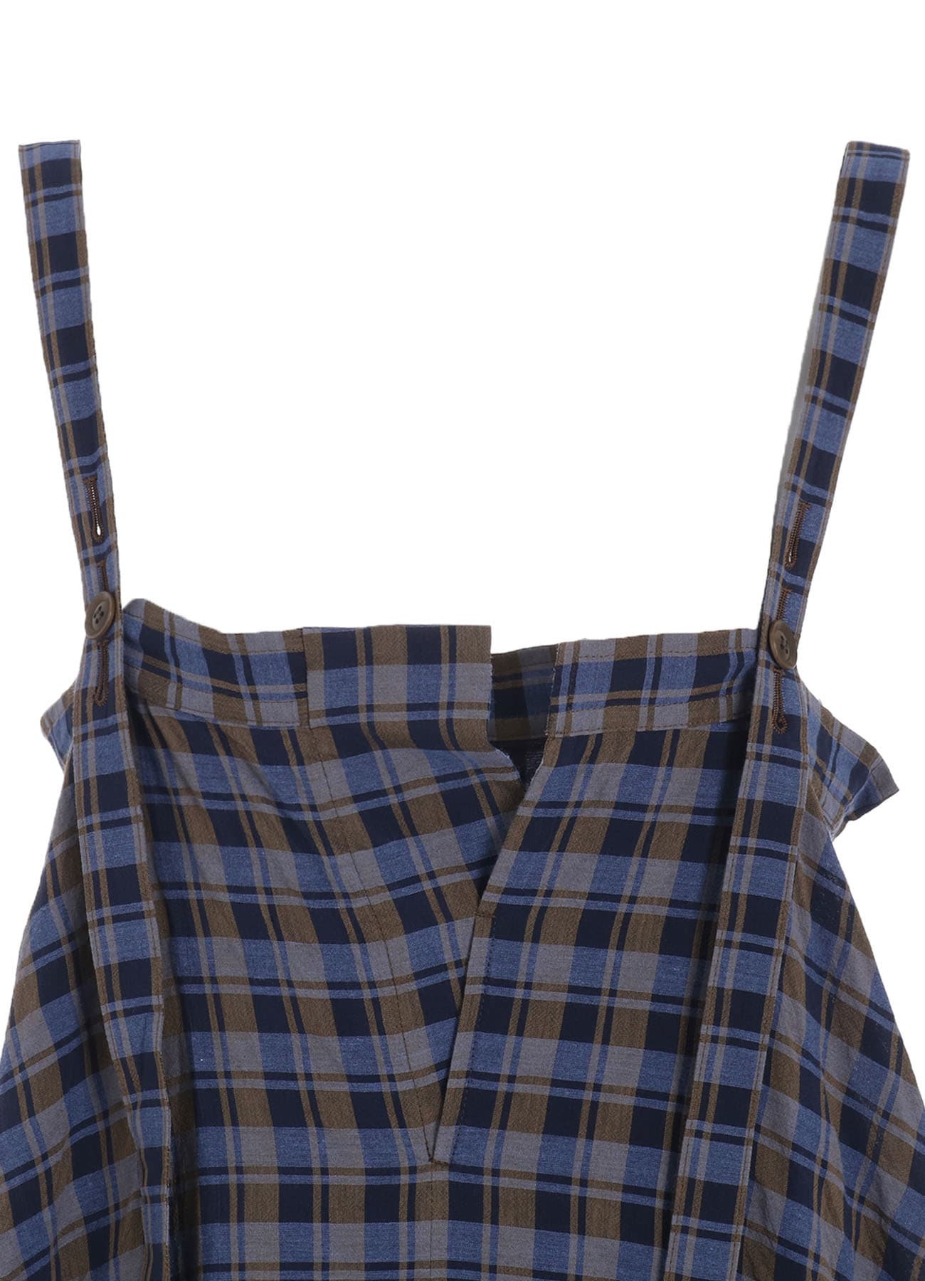 COTTON CUPRO MINI PLAID STRAP DRESS