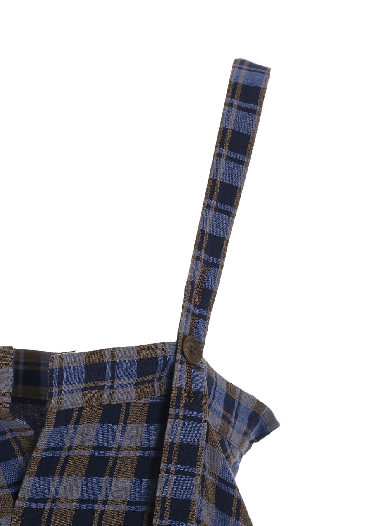COTTON CUPRO MINI PLAID STRAP DRESS