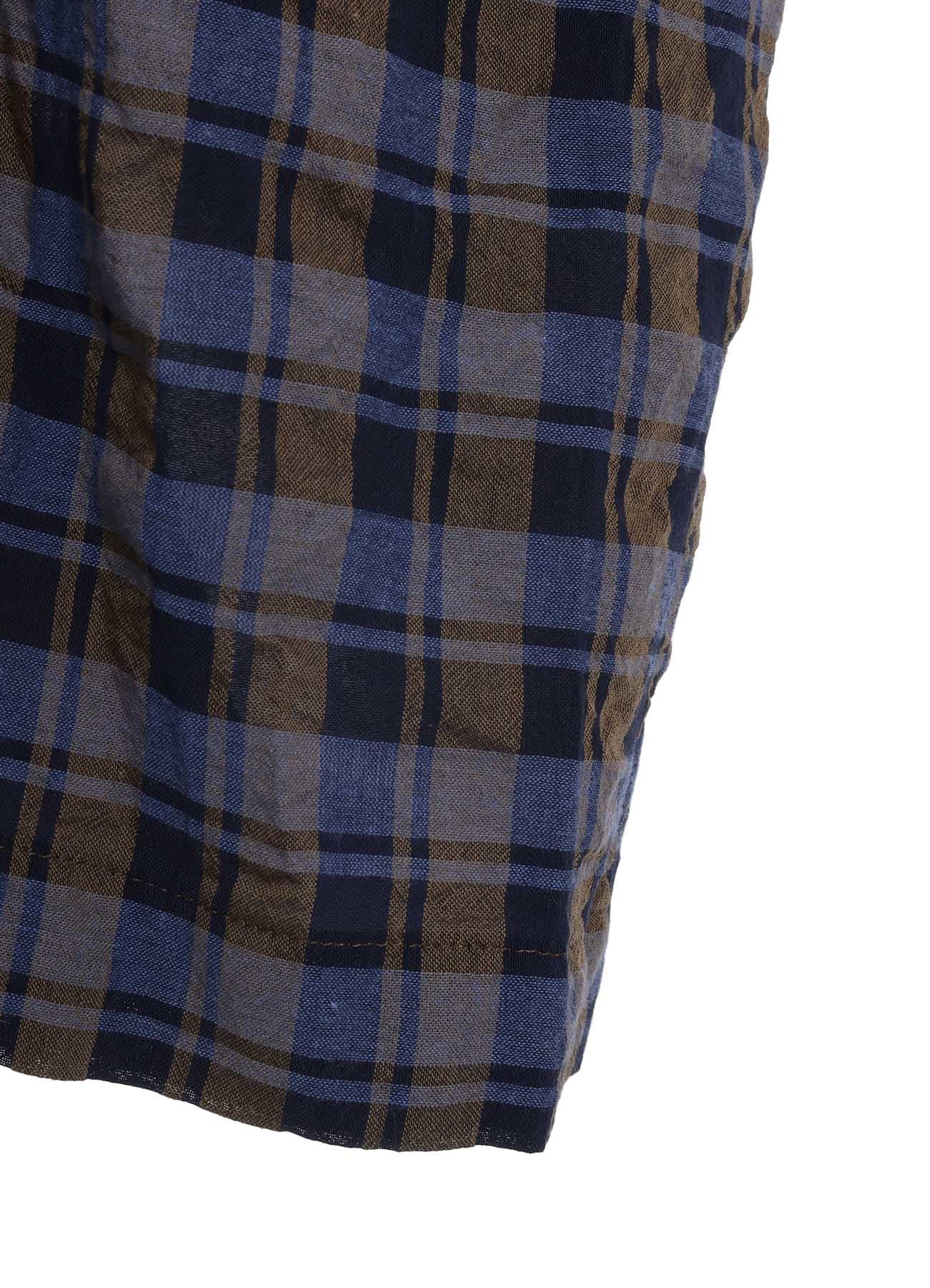 COTTON CUPRO MINI PLAID STRAP DRESS