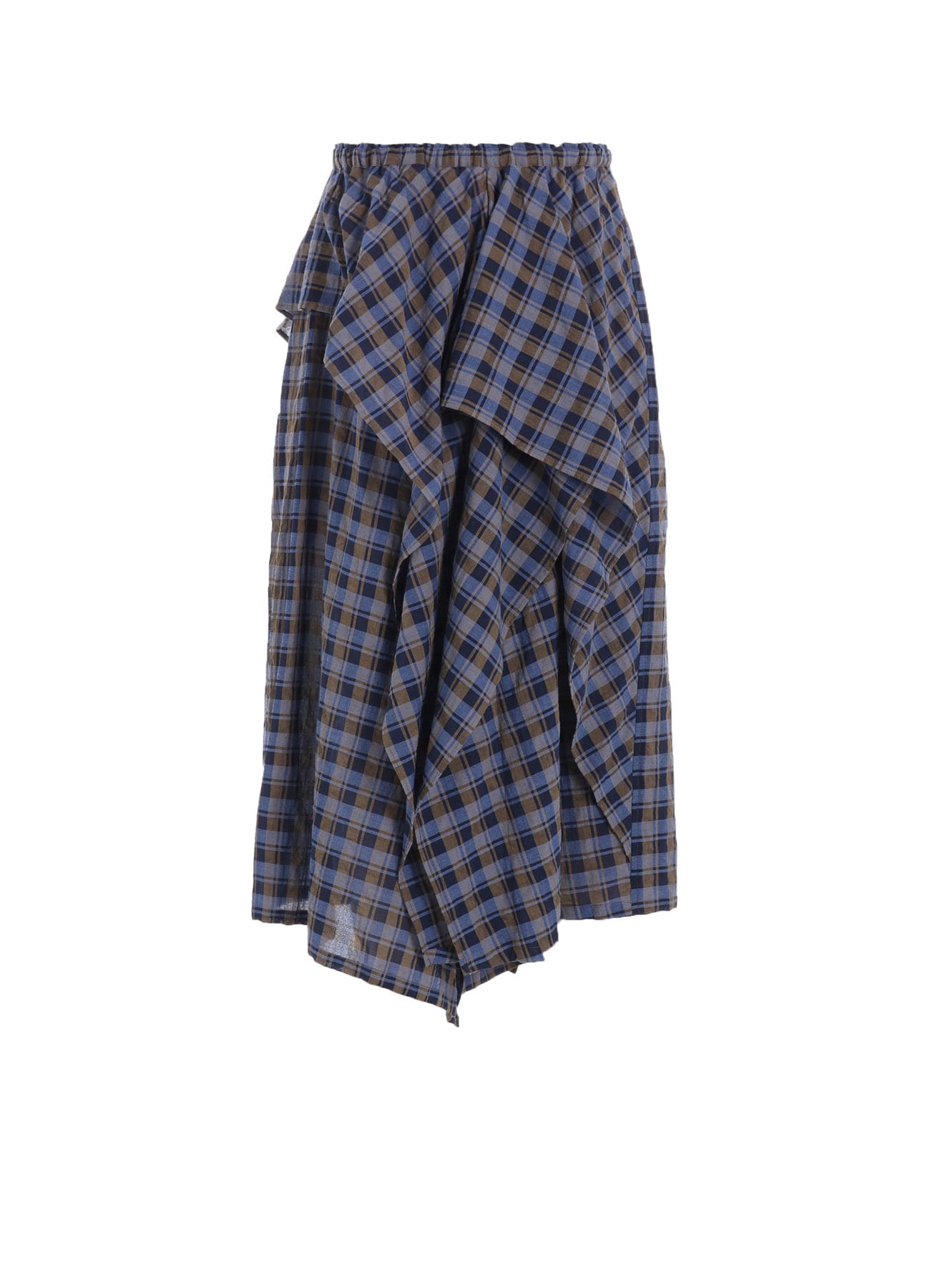 COTTON CUPRO MINI PLAID DRAPE PANTS(XS Navy): Y's｜THE SHOP