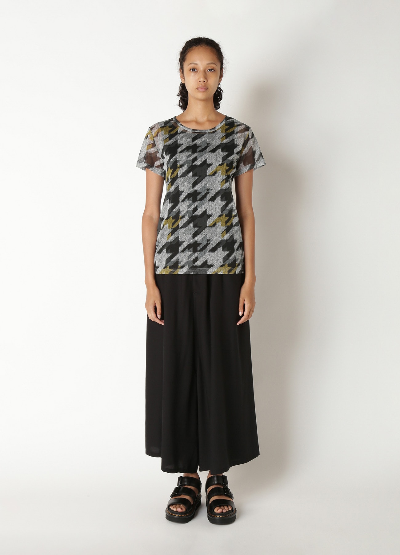 Pe TULLE HOUNSTOOTH CHECK PRINT TULLE SHORT SLEEVE T