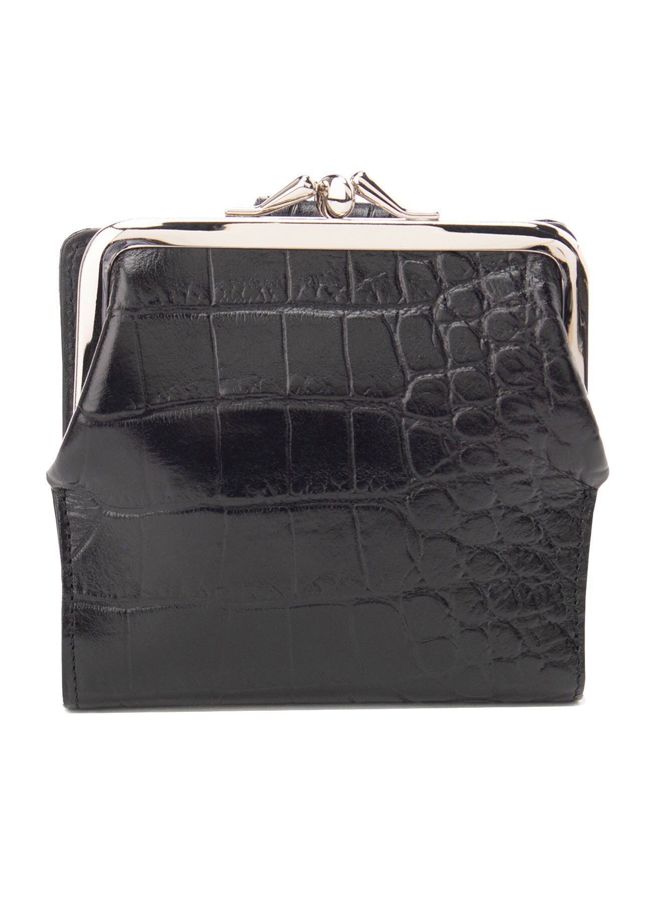 EMBOSSED CROCODILE LEATHER SMALL CLASP WALLET