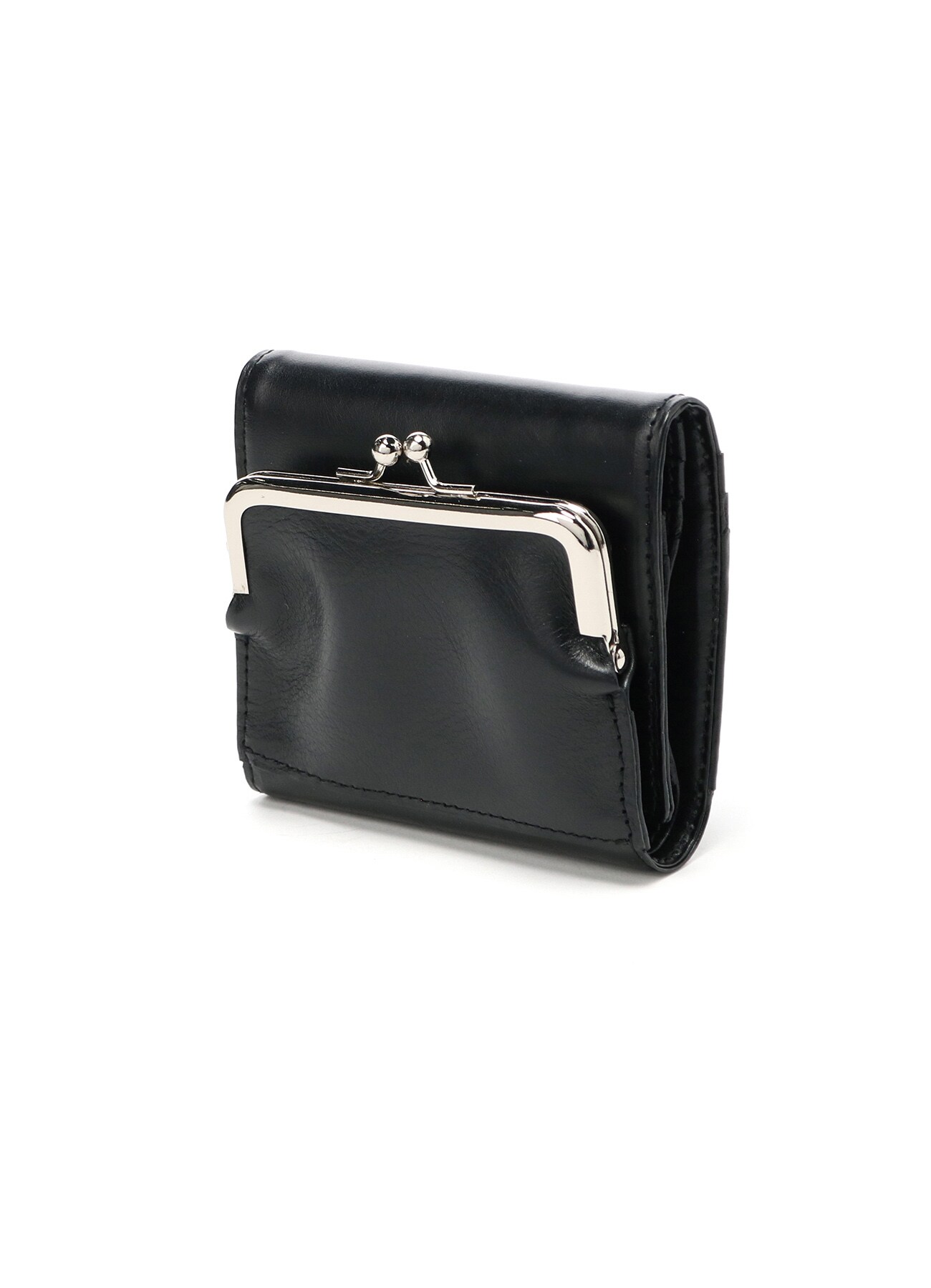 SMOOTH LEATHER MINI FOLDED CLAPS WALLET(FREE SIZE Black): Y's｜THE