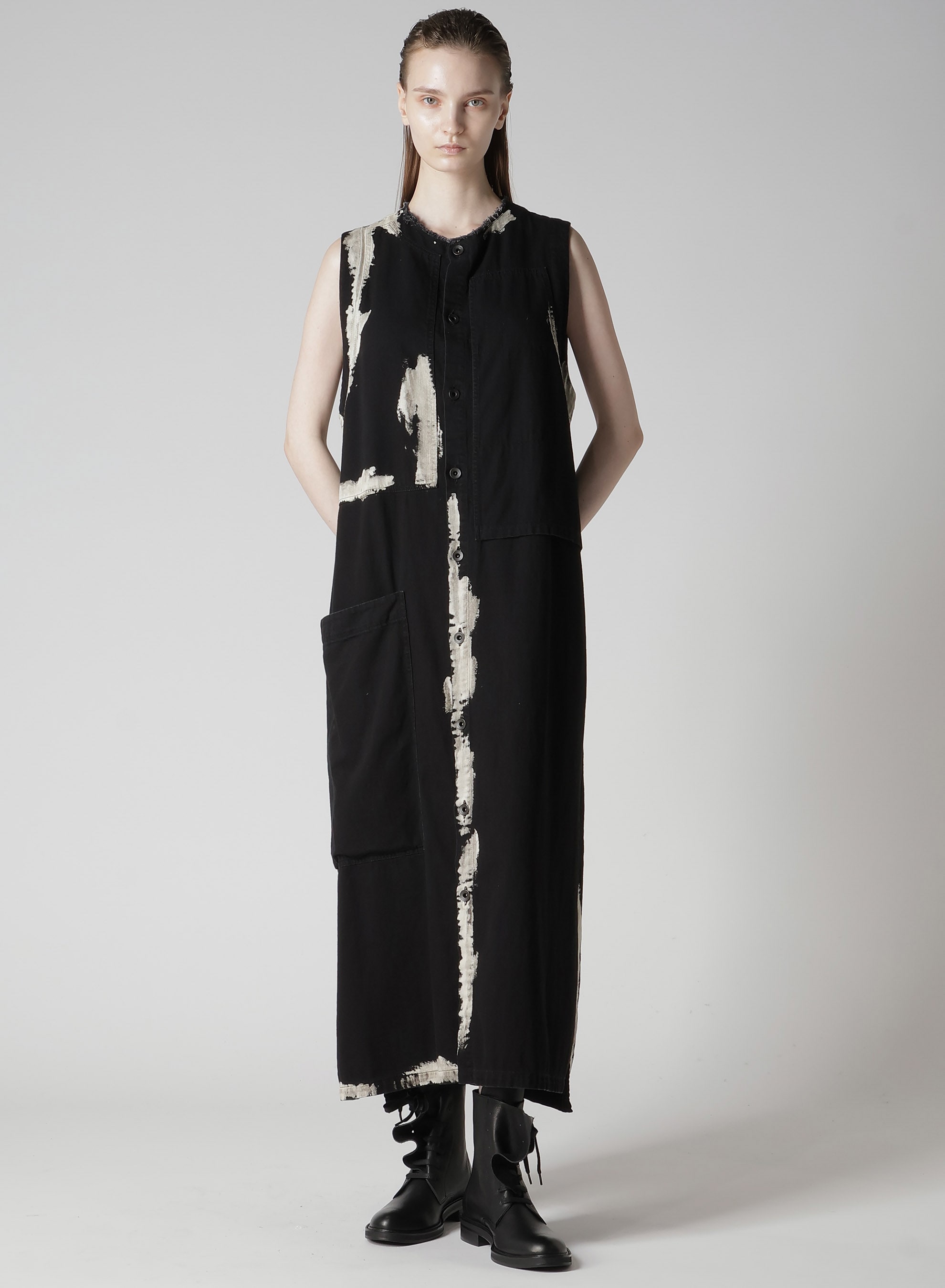 8OZ DENIM BRUSH BLEACH LONG DRESS