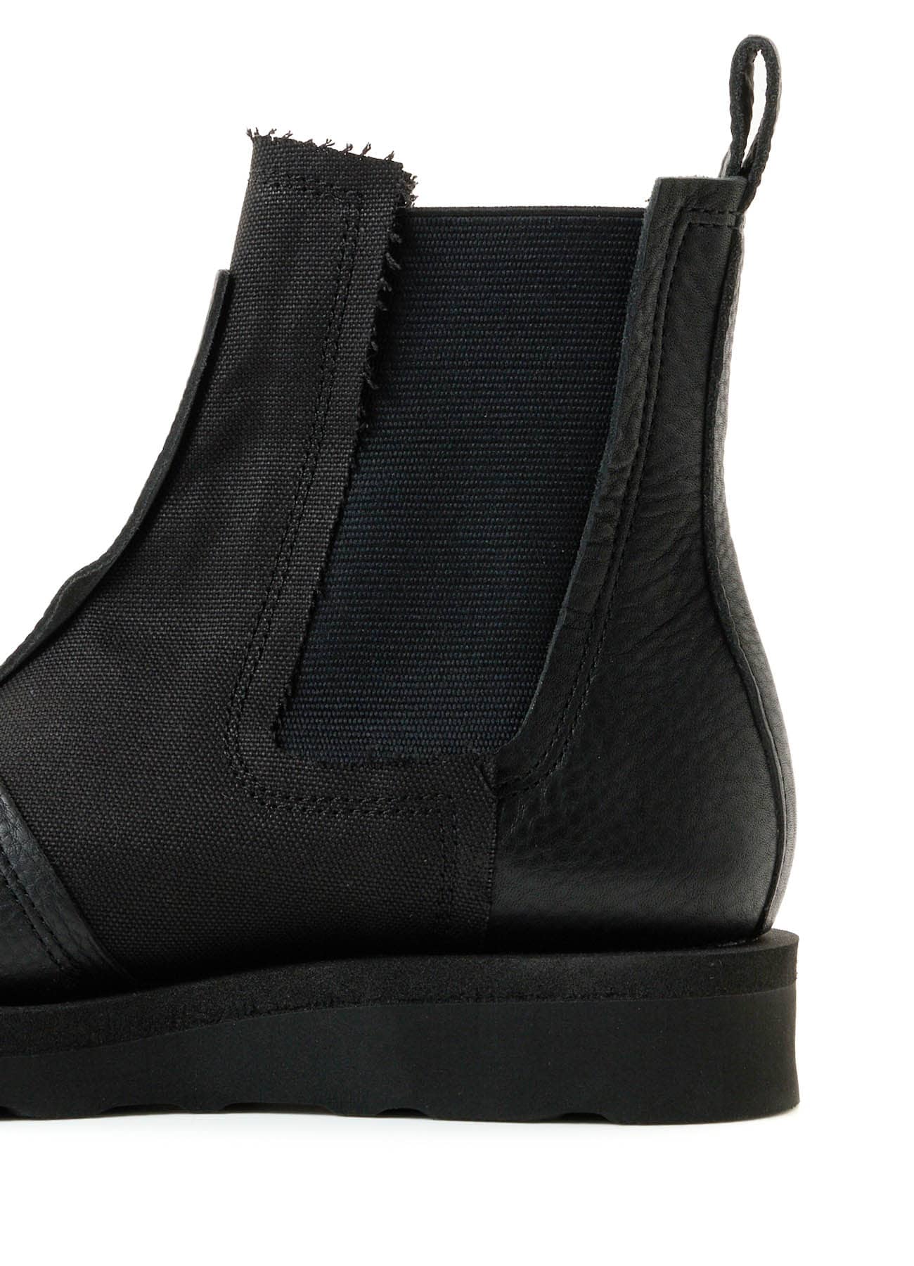 LEATHER / COTTON CANVAS COMBINATION BOOTS