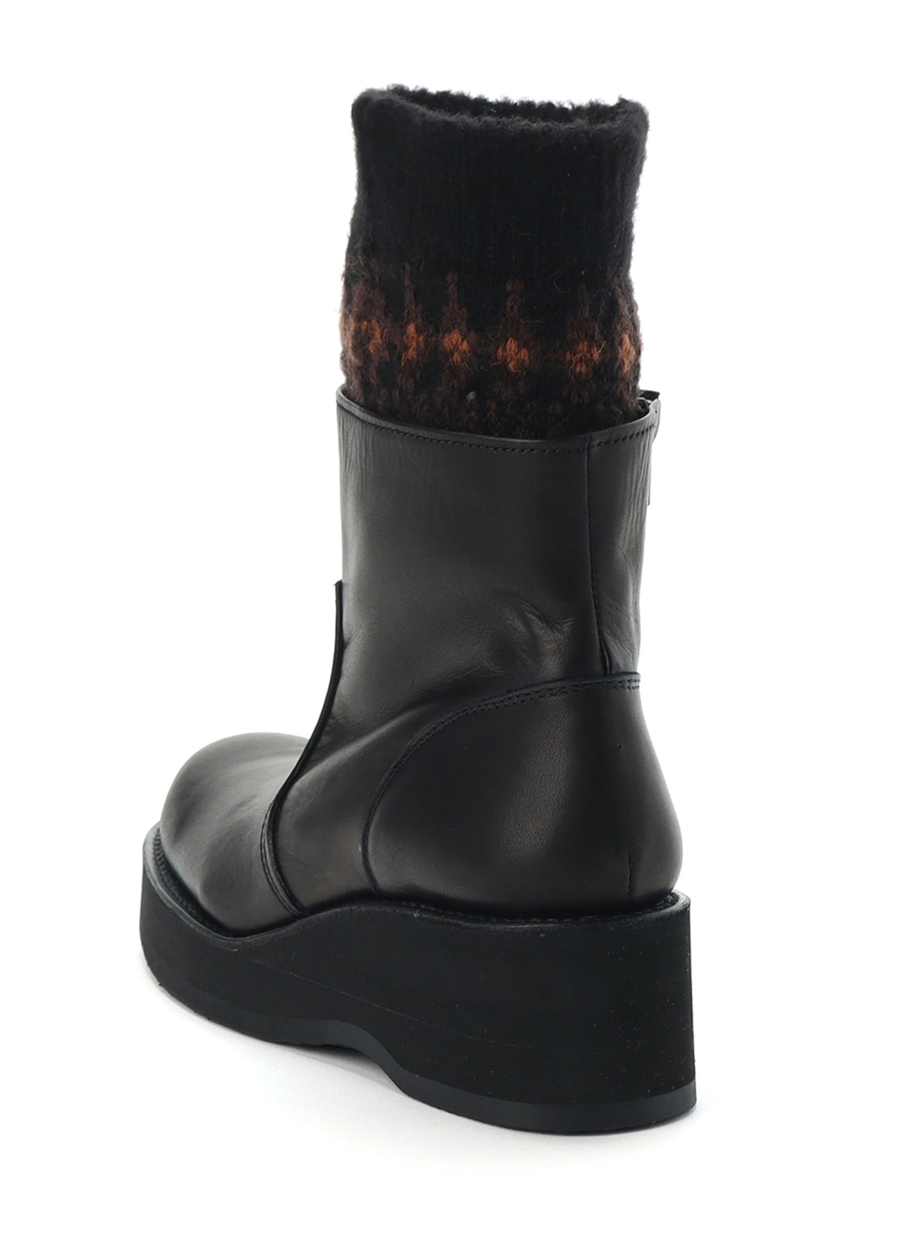 JACQUARD KNIT LEATHER COMBI NORDIC KNITTED BOOTS