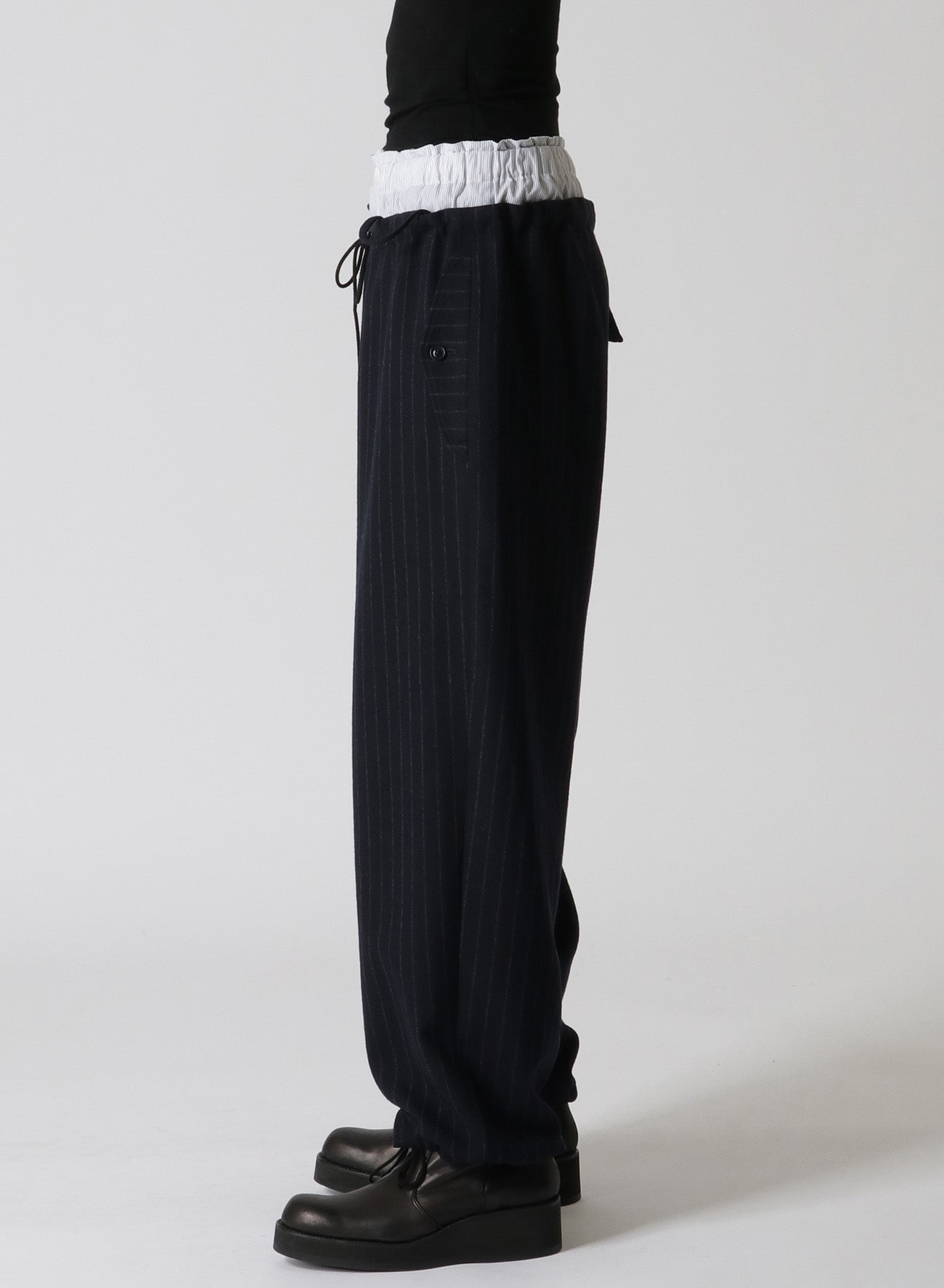 W/Pe Stripe Panel Design Pants(S Navy): Vintage 1.1｜THE SHOP YOHJI YAMAMOTO