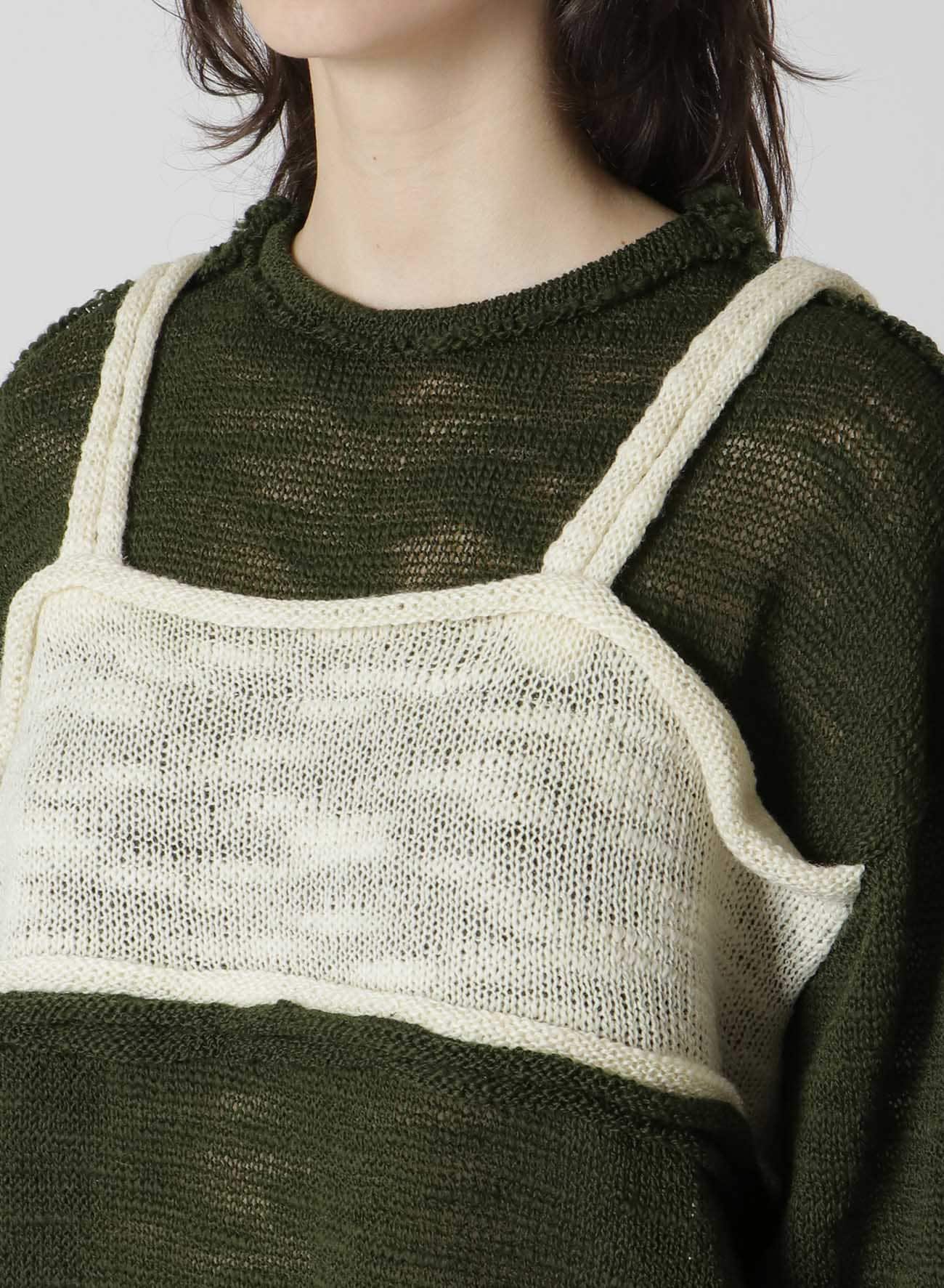 binder slub cutout yoke sweater