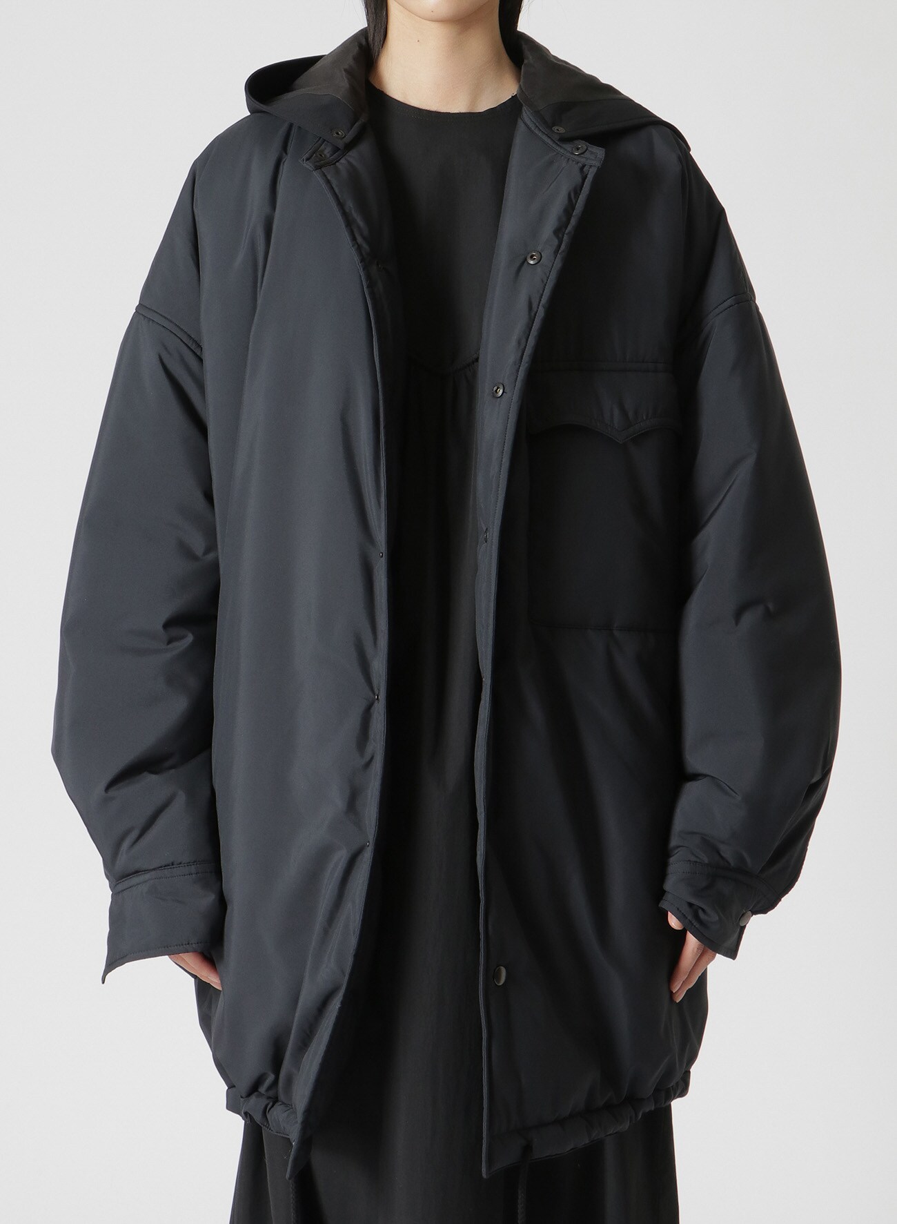 RECYCLE POLYESTER TAFFETA HOODED PADDED BLOUSON