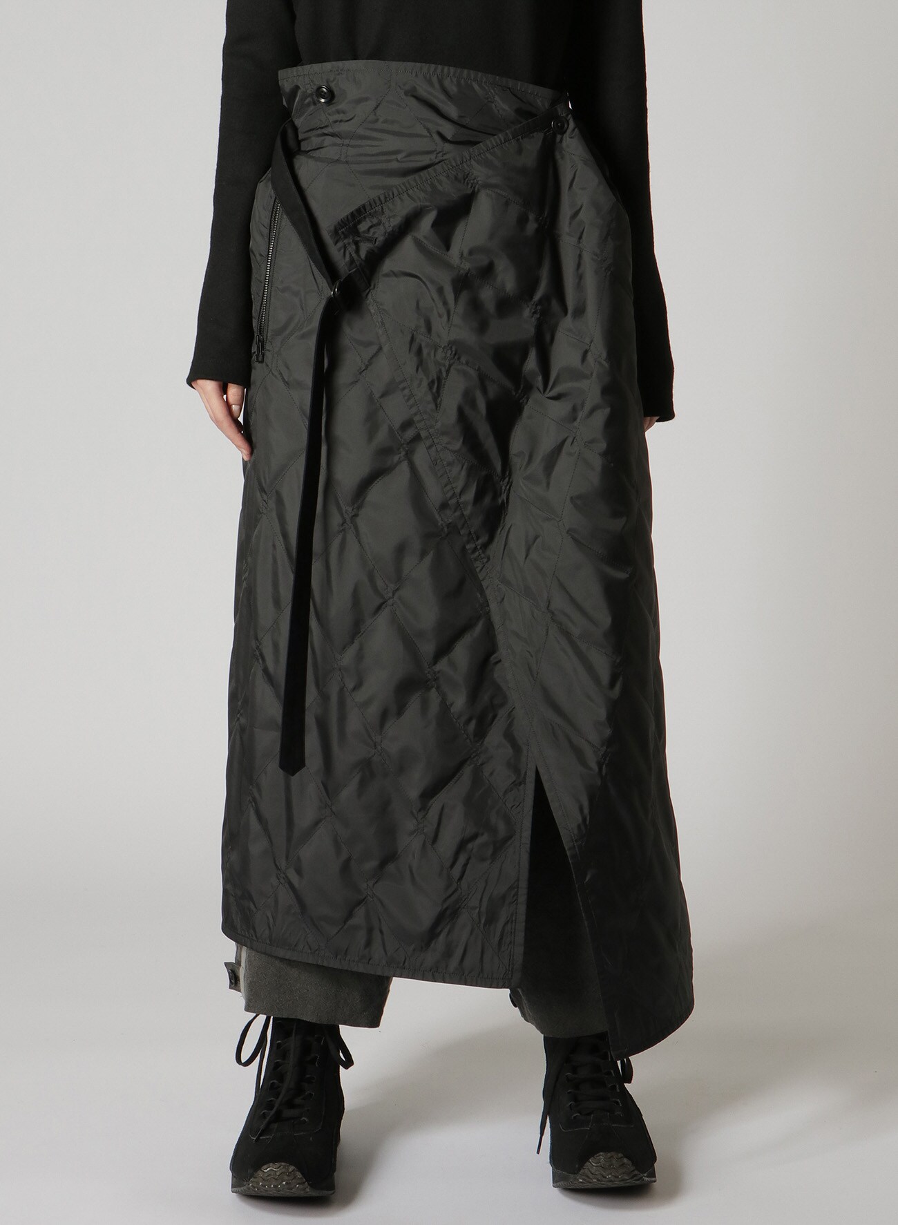 Y's BANG ON!No.184 POLYESTER TAFFETA + TWILL TACK WRAP SKIRT(FREE