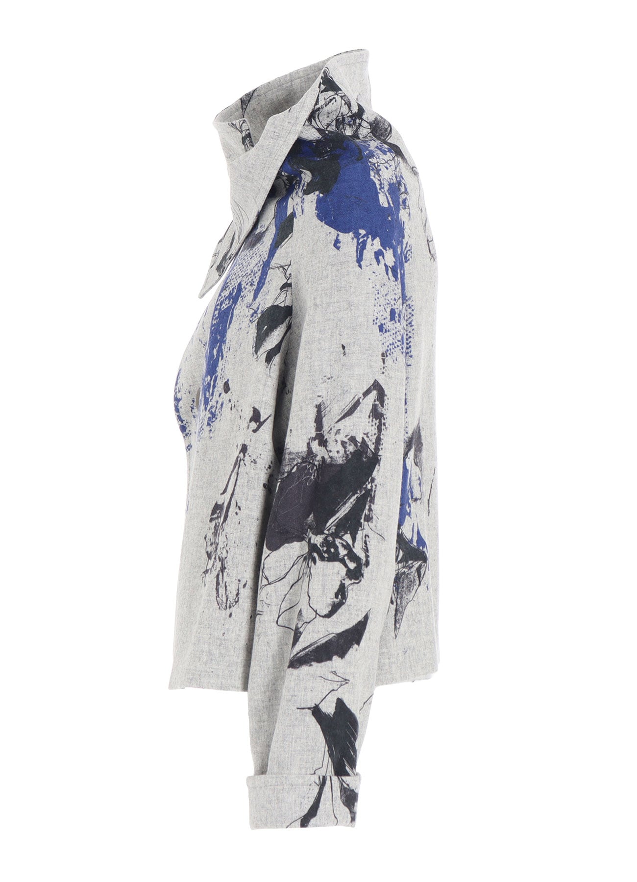 WOOL FLOWER PRINT WRAP COAT