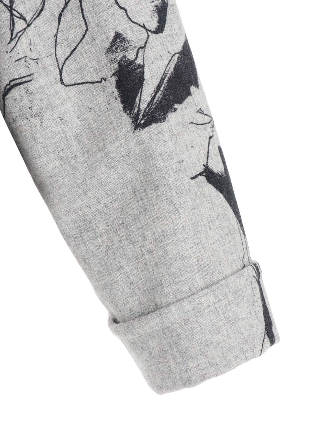 WOOL FLOWER PRINT WRAP COAT