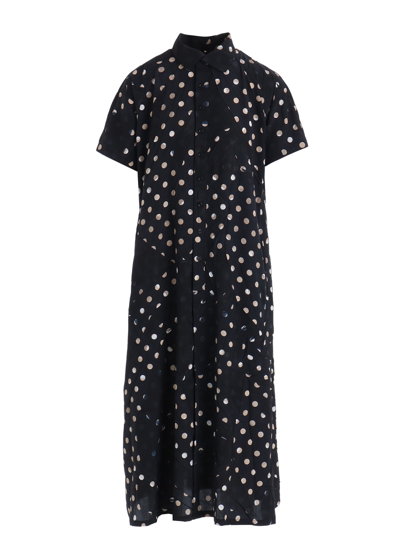POLYESTER DECINE POLKA DOT PRINT SHIRT DRESS