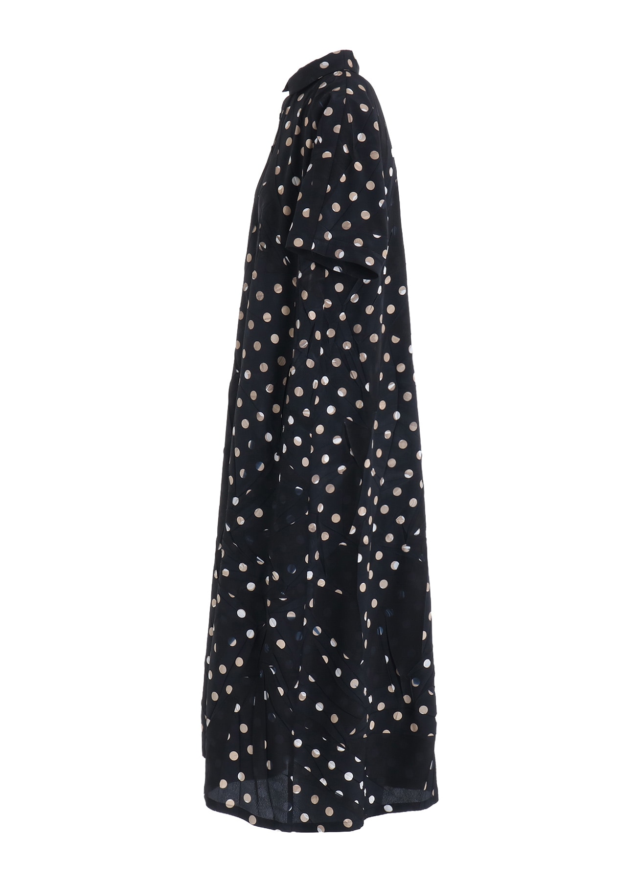 POLYESTER DECINE POLKA DOT PRINT SHIRT DRESS