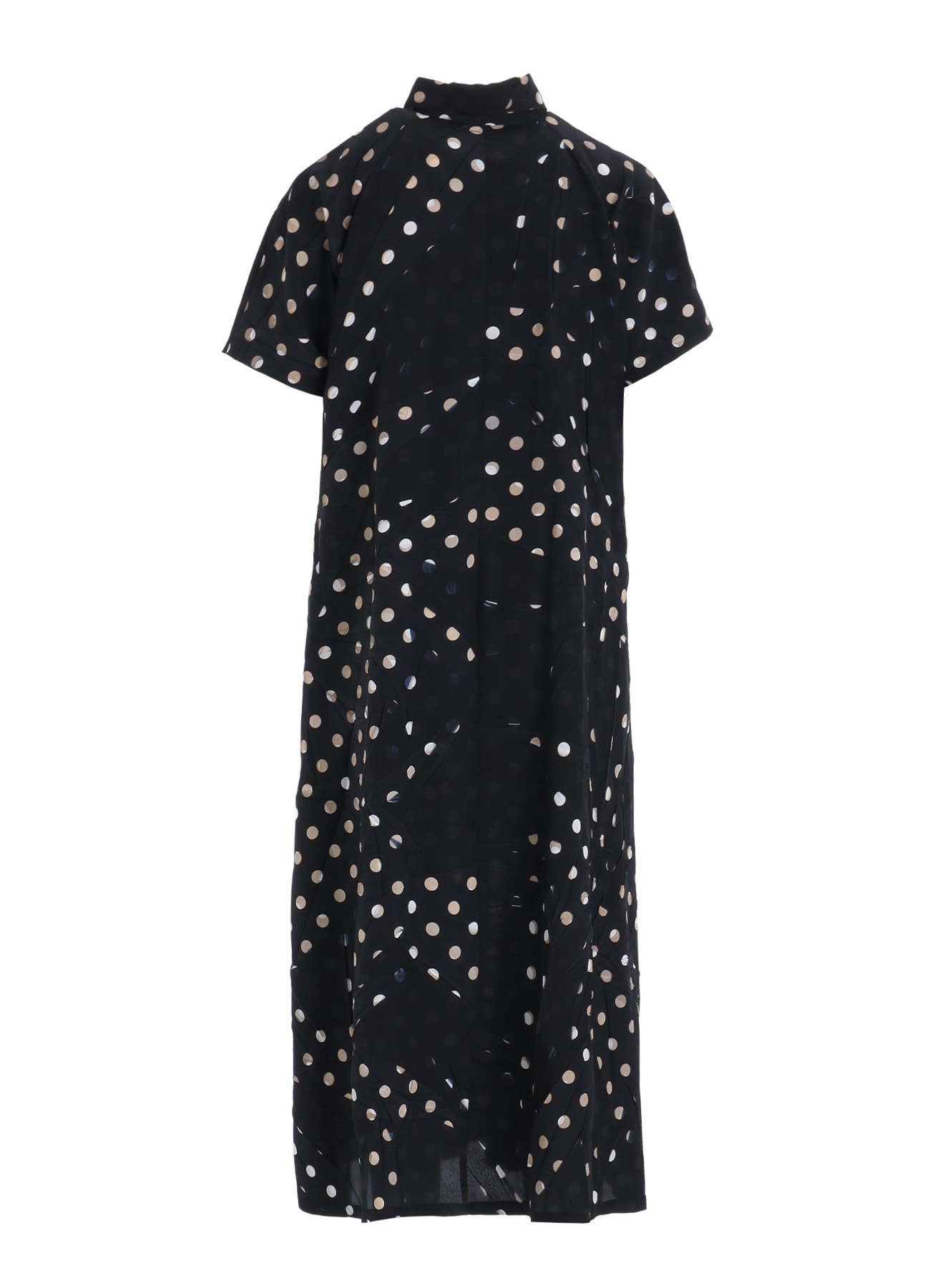 POLYESTER DECINE POLKA DOT PRINT SHIRT DRESS