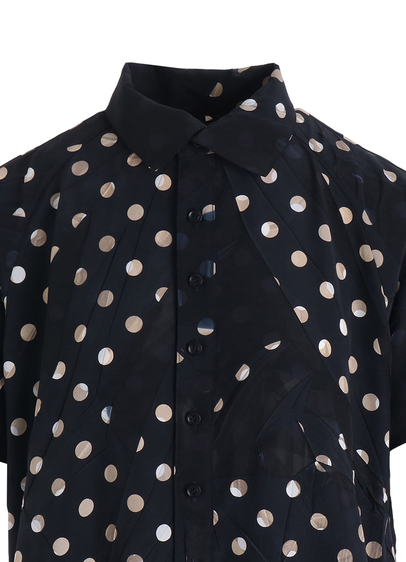 POLYESTER DECINE POLKA DOT PRINT SHIRT DRESS